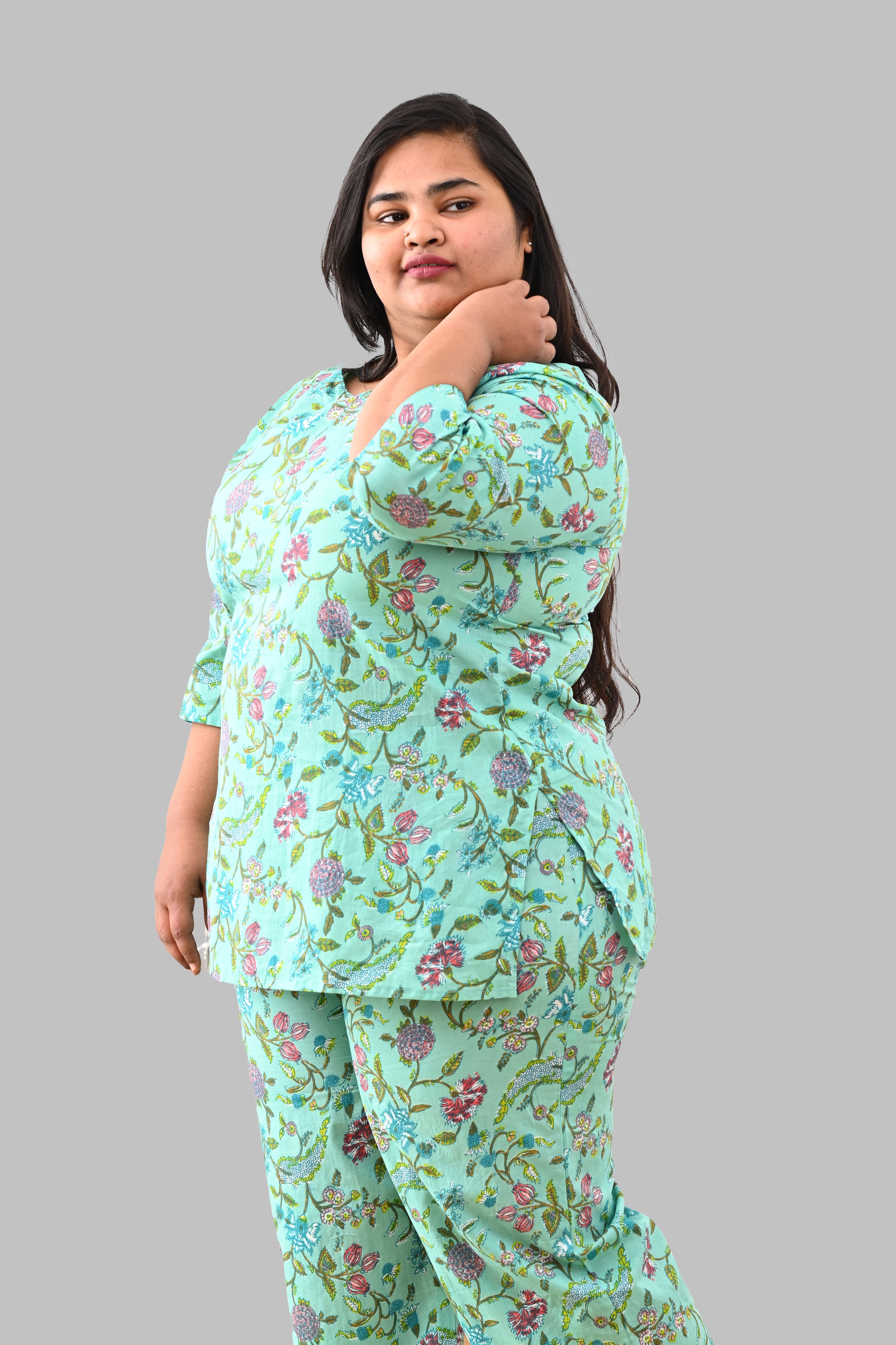 Aqua Plus Size Cotton Printed Pyjama Set