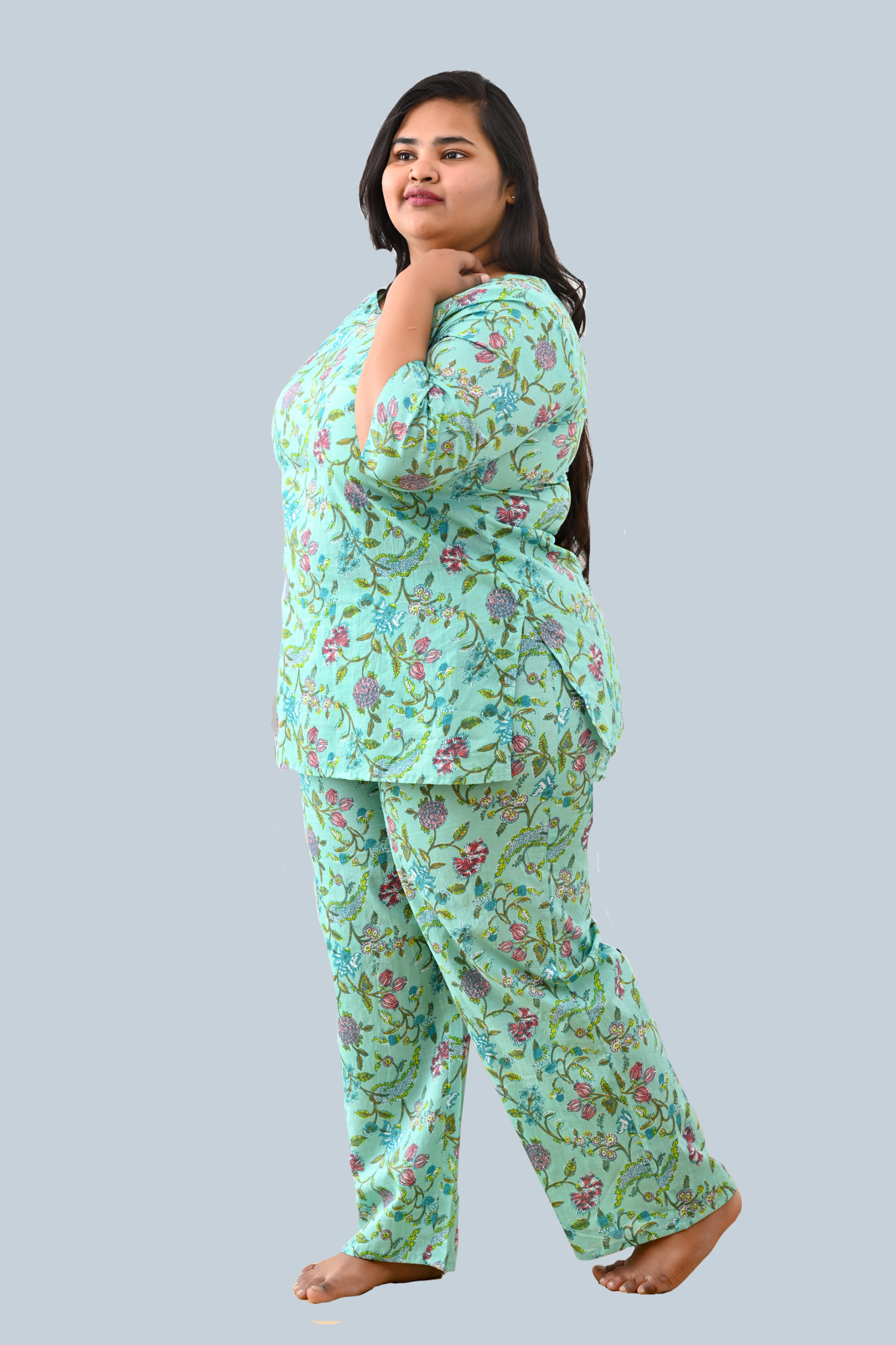 Aqua Plus Size Cotton Printed Pyjama Set