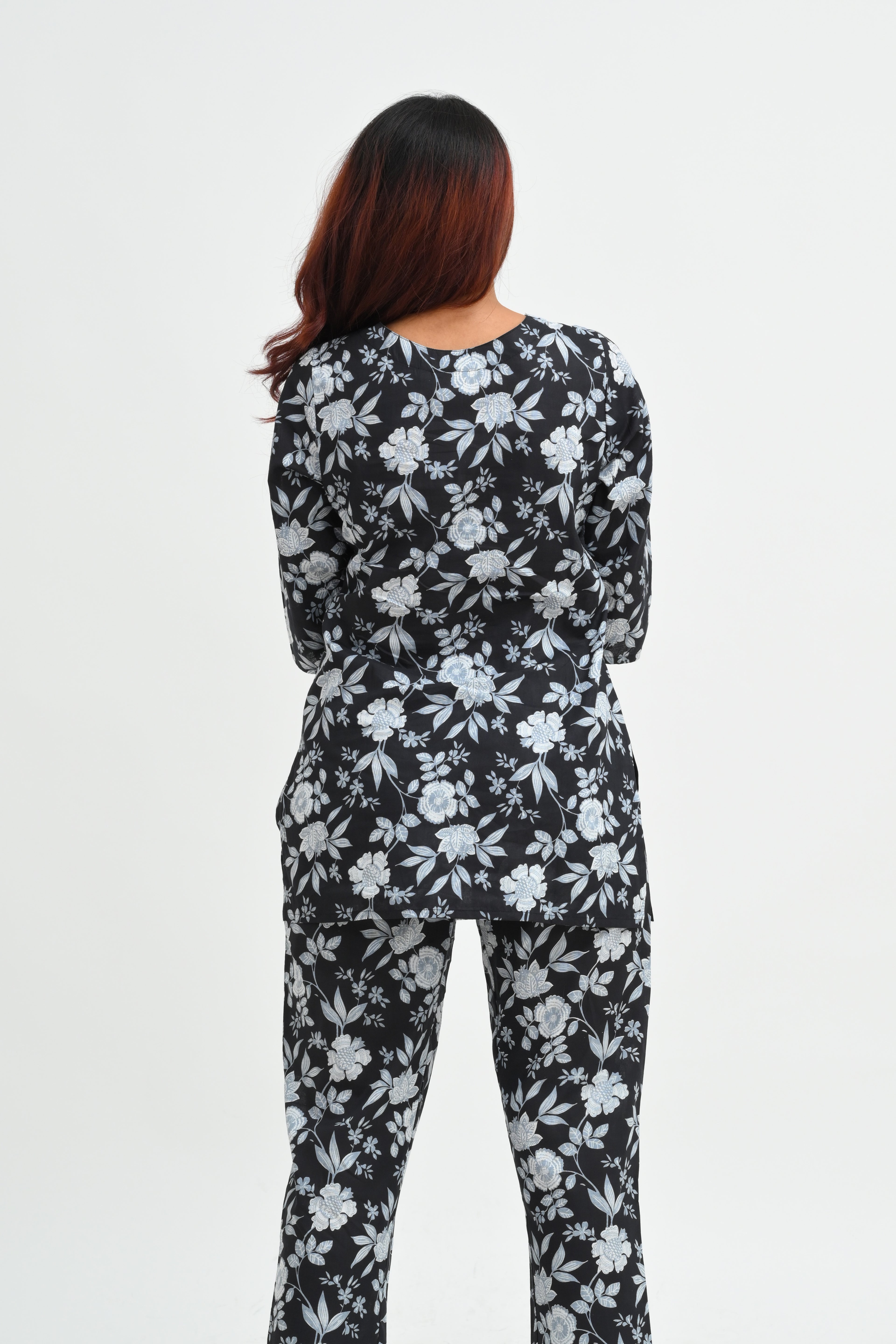 Black Cotton Printed Pyjama Set