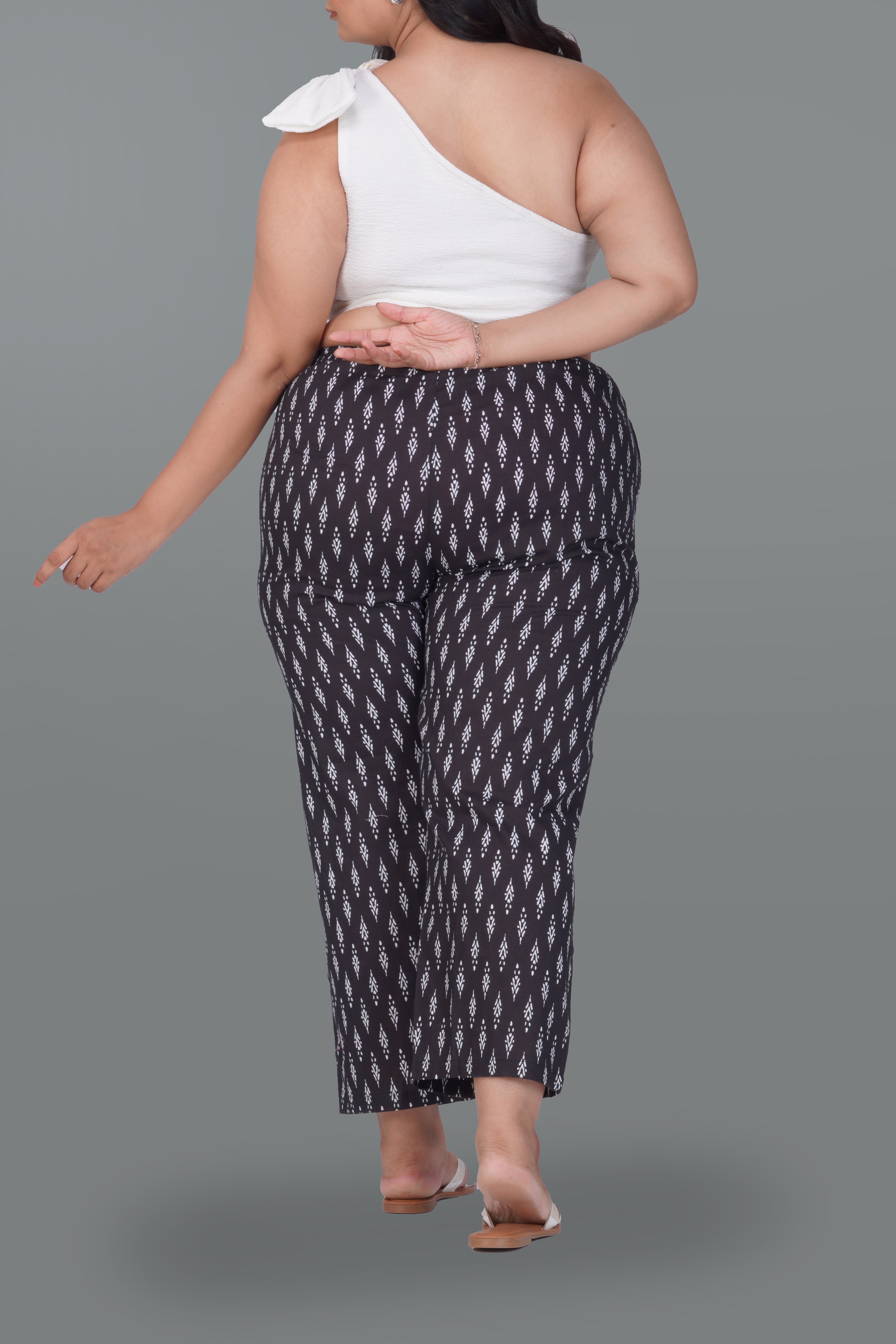 Black Plus Size Cotton Printed Bottom