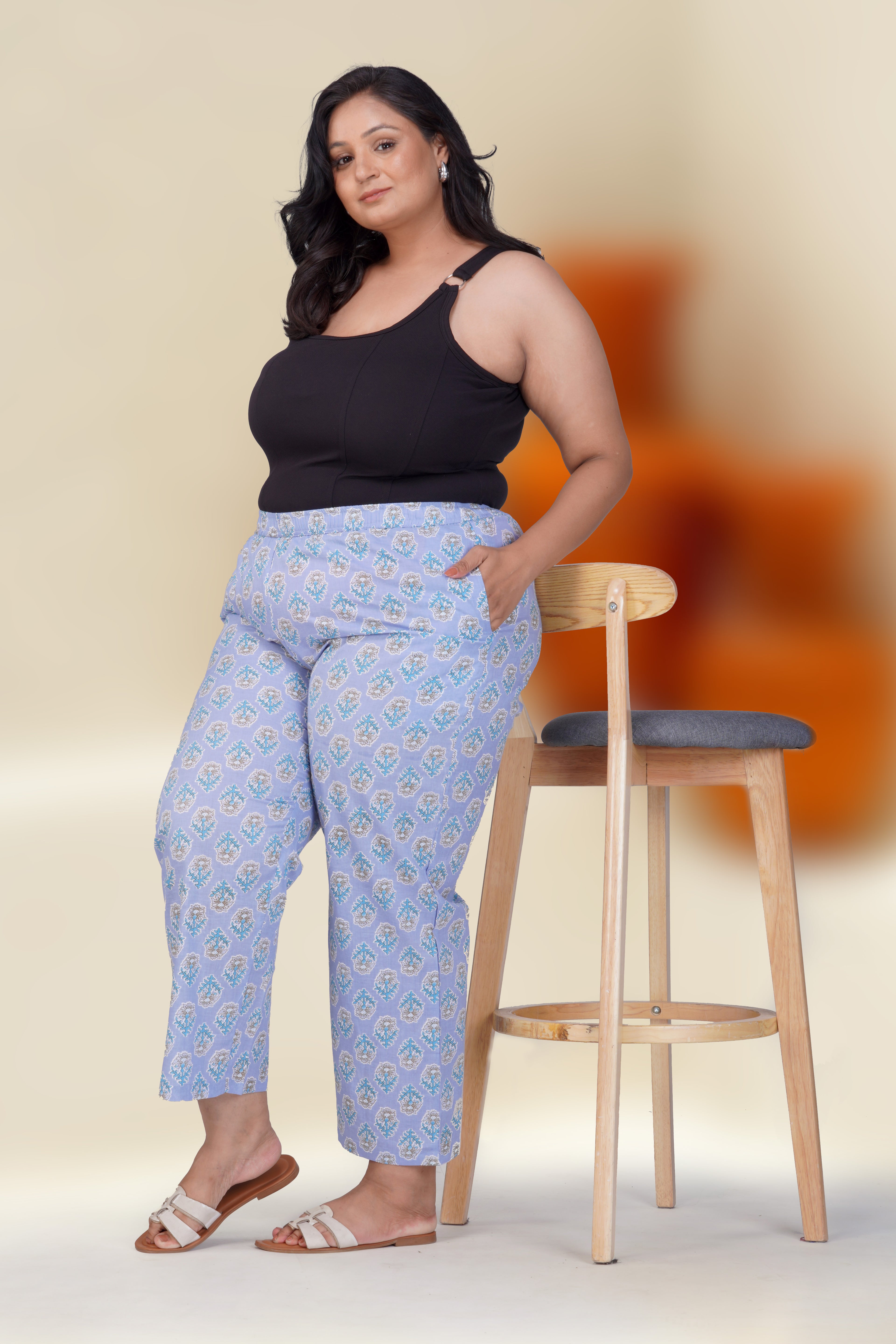 Echo Blue Plus Size Cotton Printed Bottom