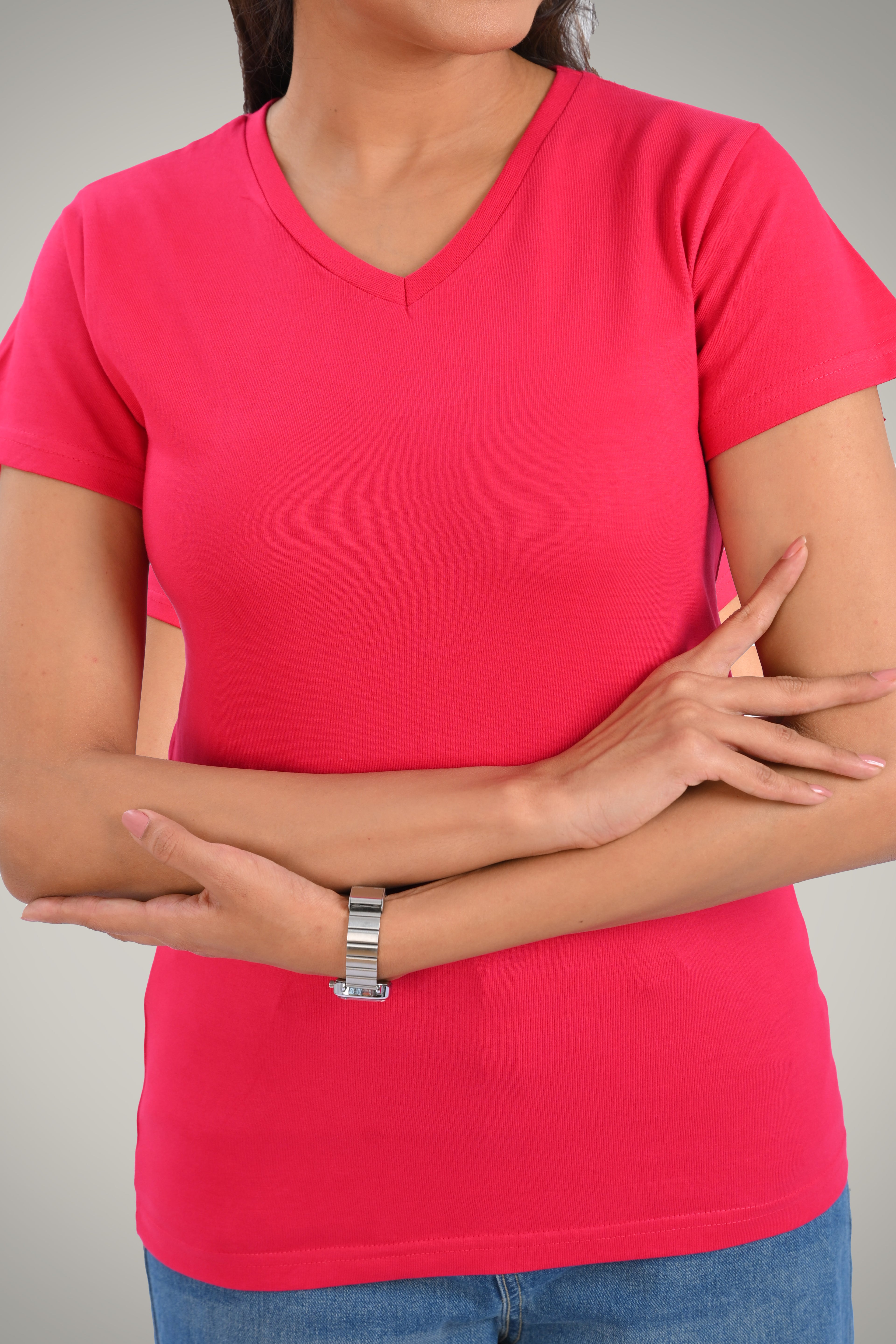 Barbie Pink Cotton V Neck T-Shirt