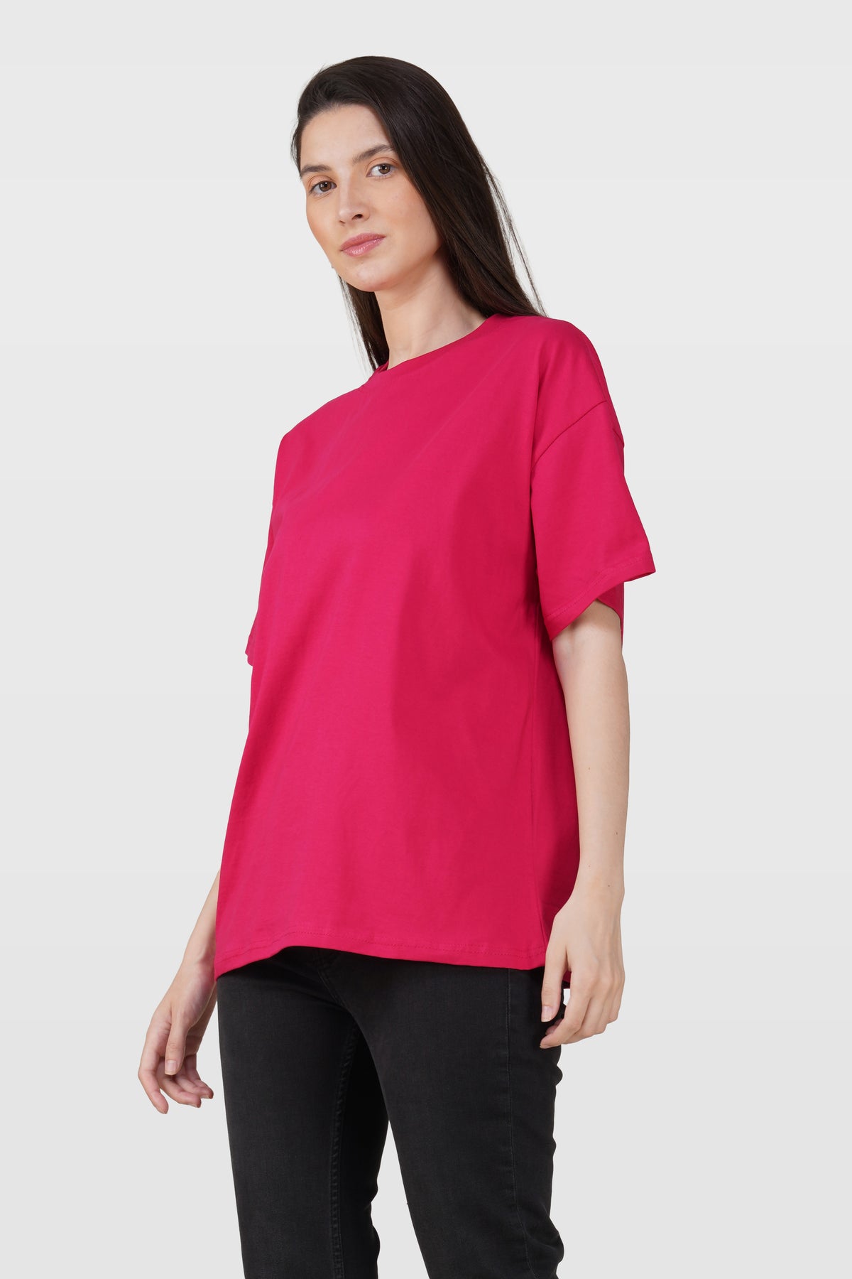Barbie Pink Cotton Oversized Crew Neck T-Shirt