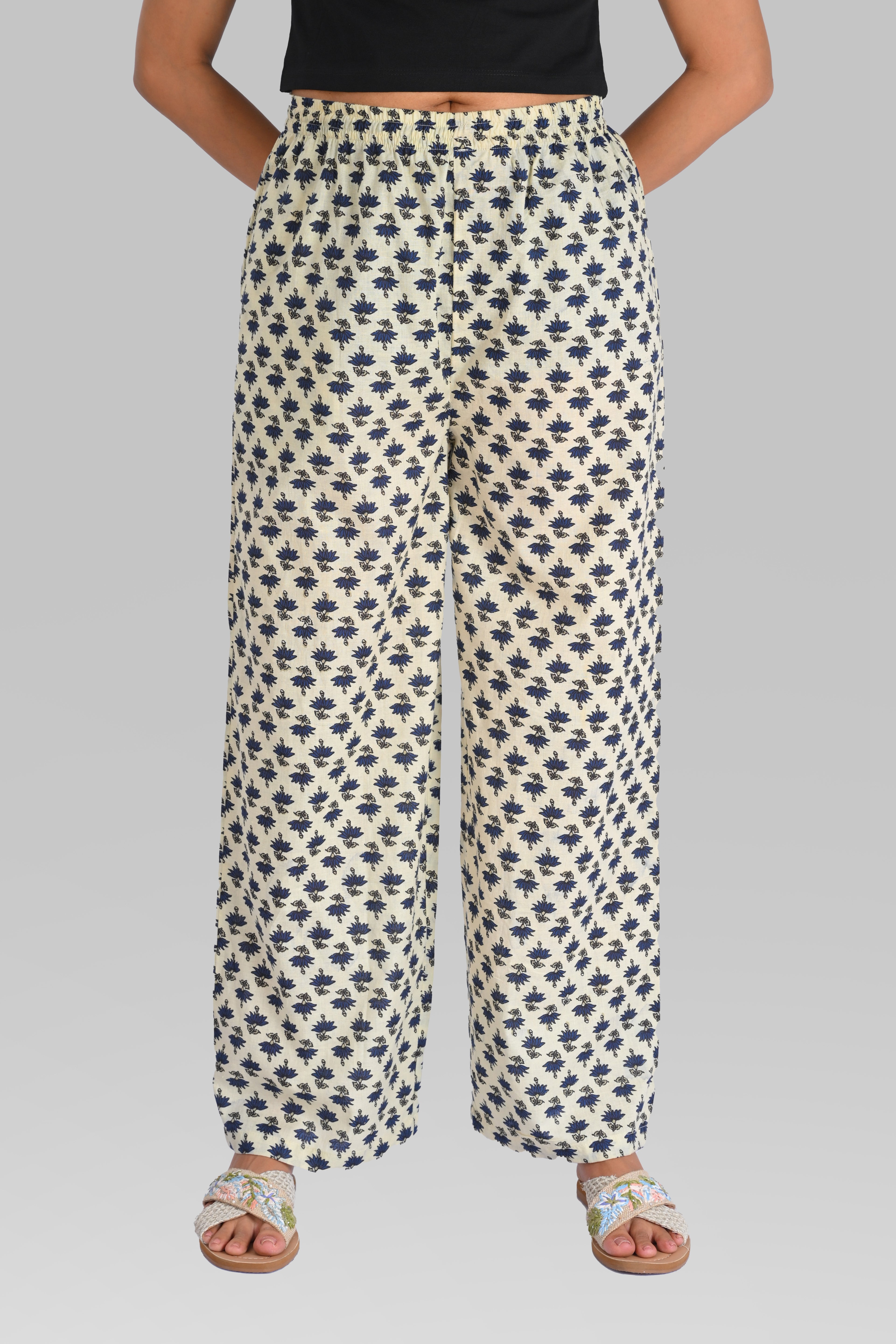 Beige Cotton Printed Kurta Set