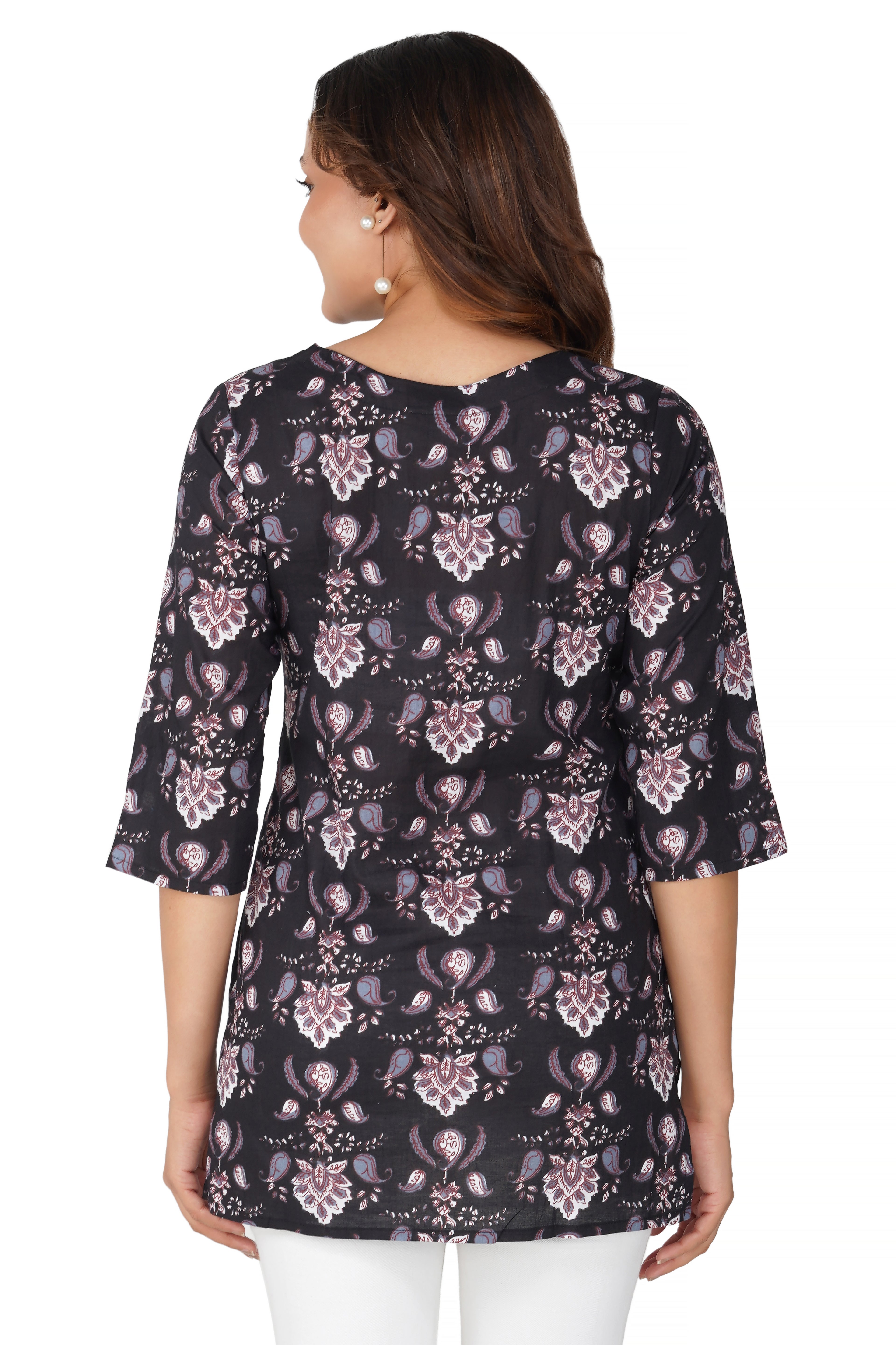 Black Cotton Printed Kurti