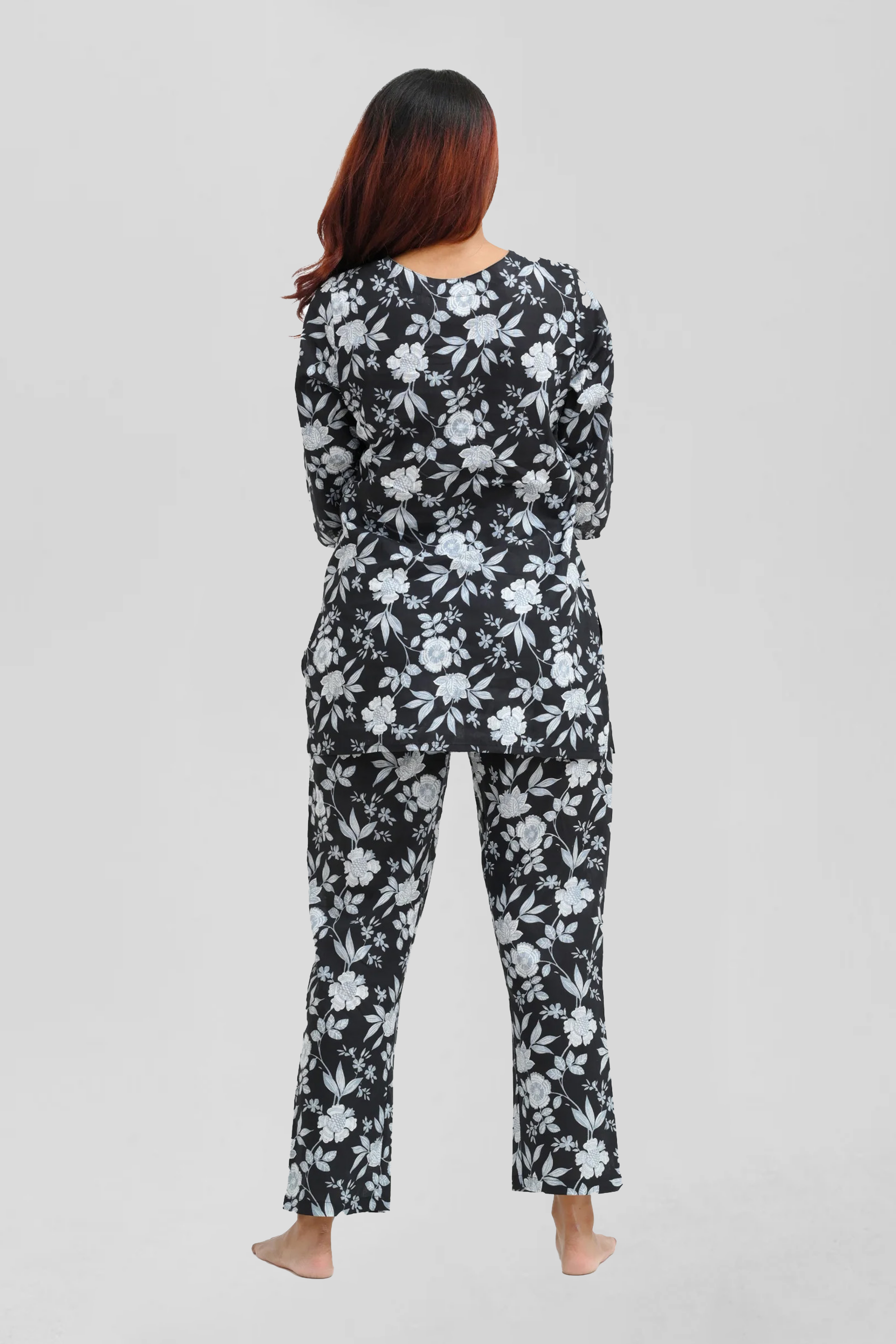 Black Cotton Printed Pyjama Set