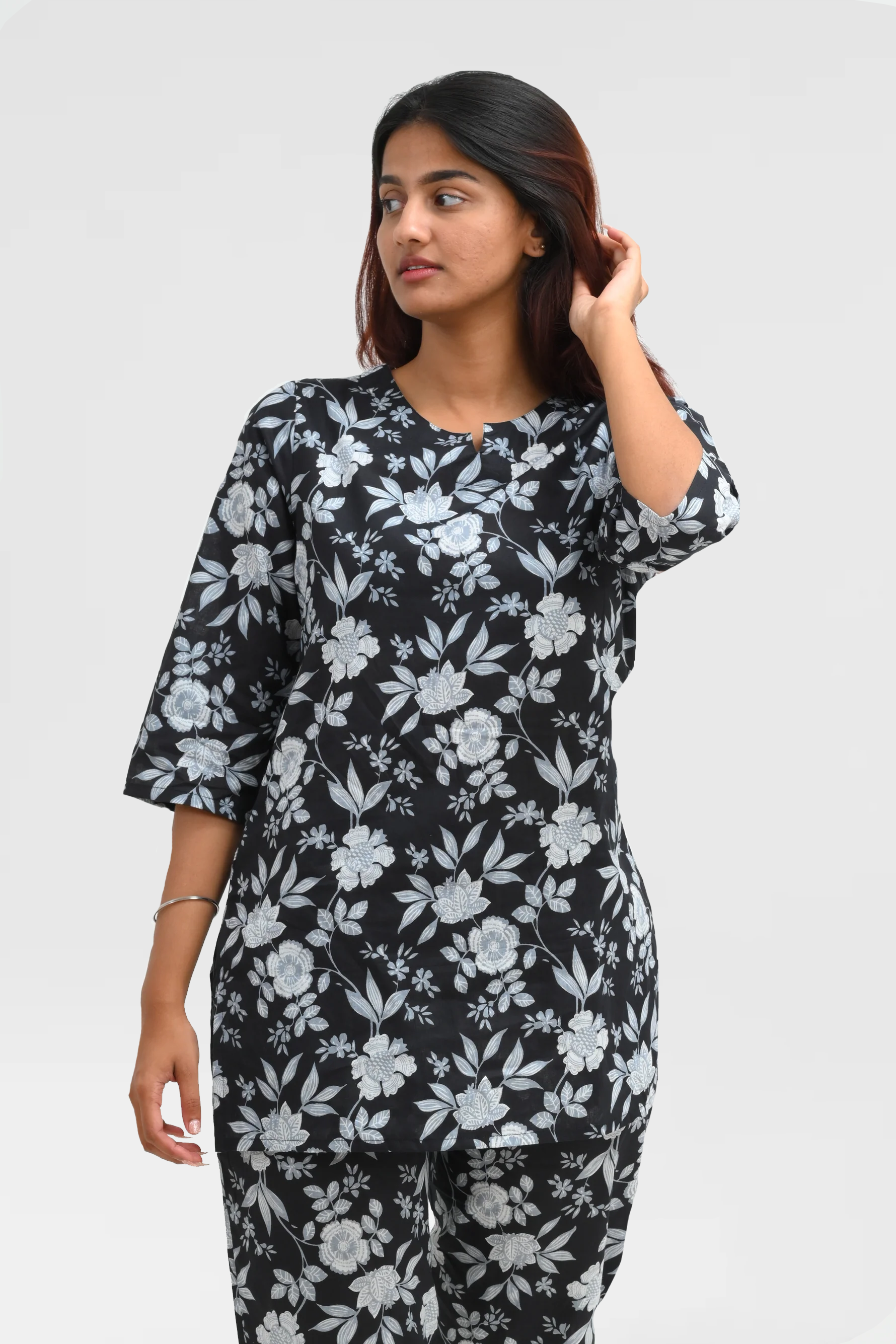 Blak Cotton Printed Pyjama set