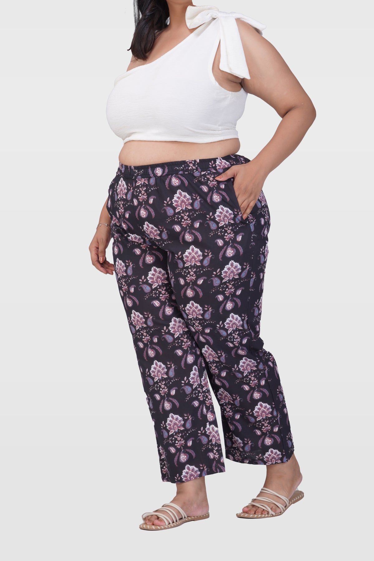 Black Plus Size Cotton Printed Bottom