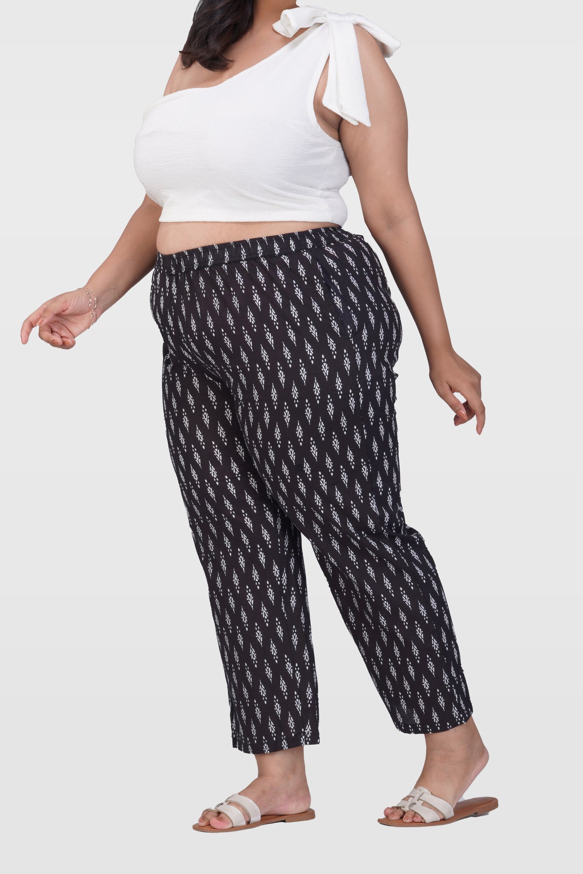 Black Plus Size Cotton Printed Bottom