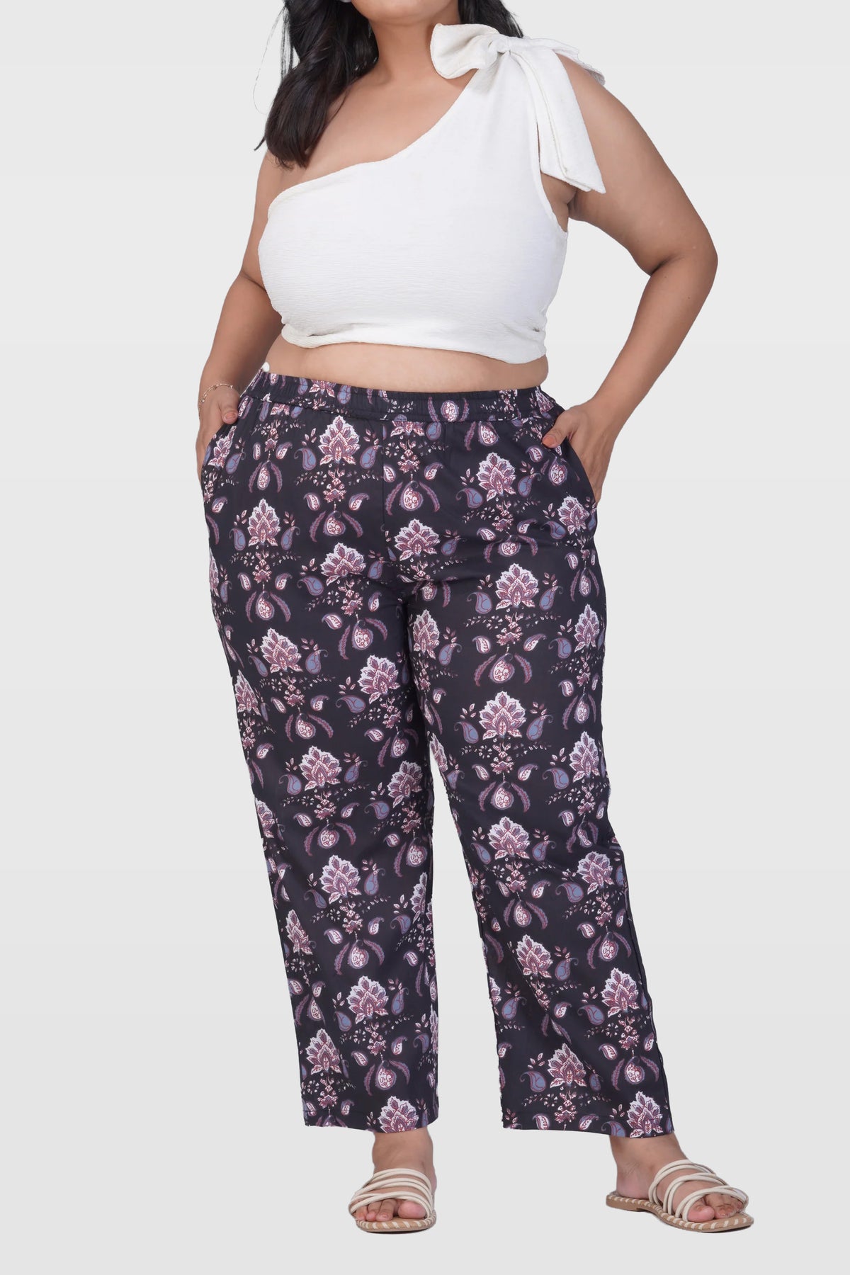 Black Plus Size Cotton Printed Bottom