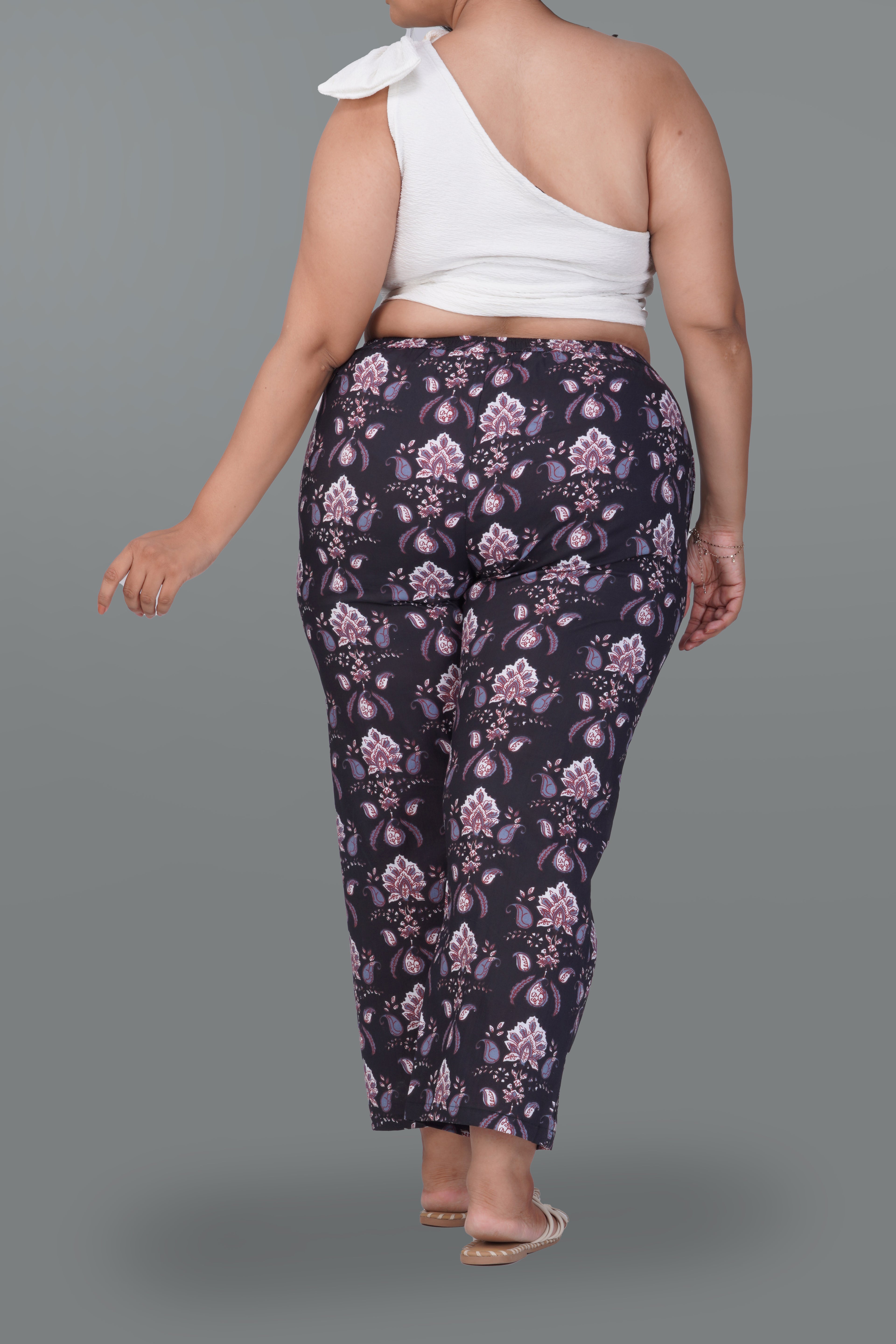 Black Plus Size Cotton Printed Bottom