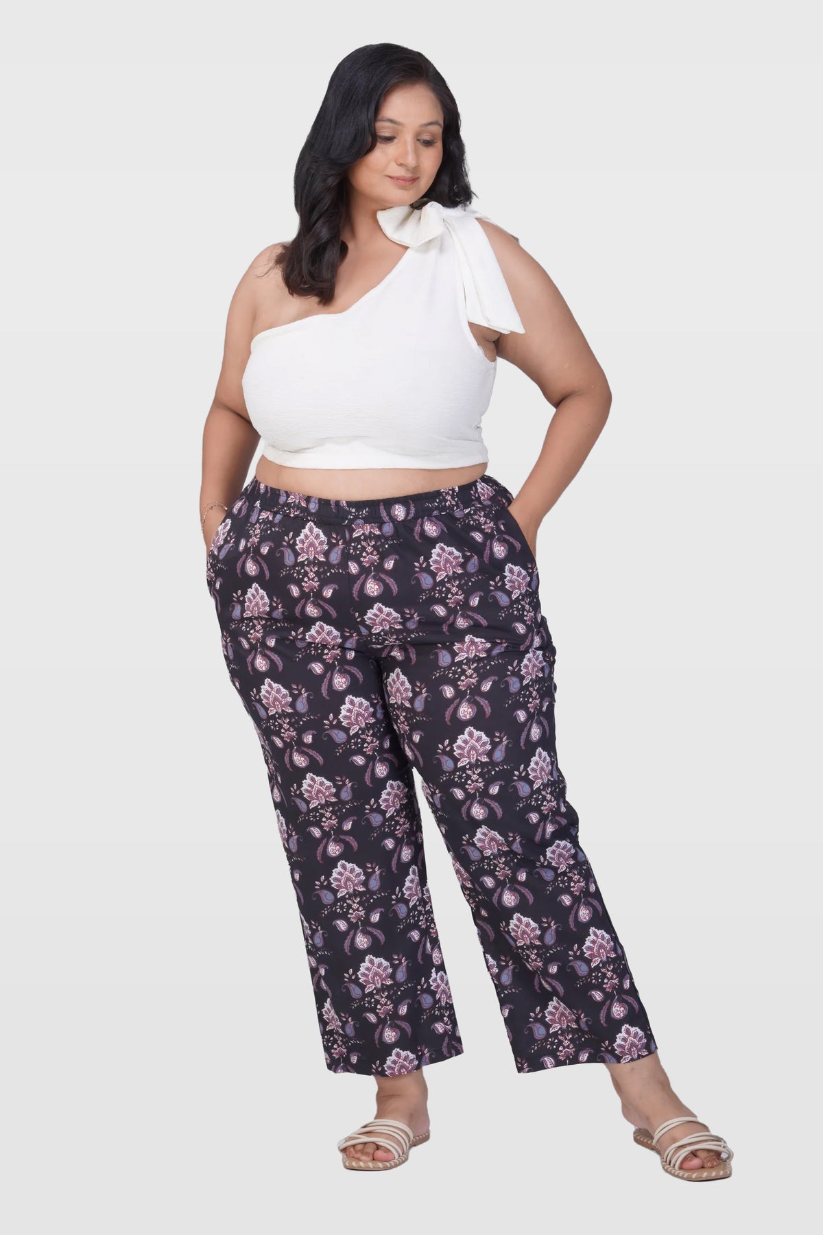 Black Plus Size Cotton Printed Bottom