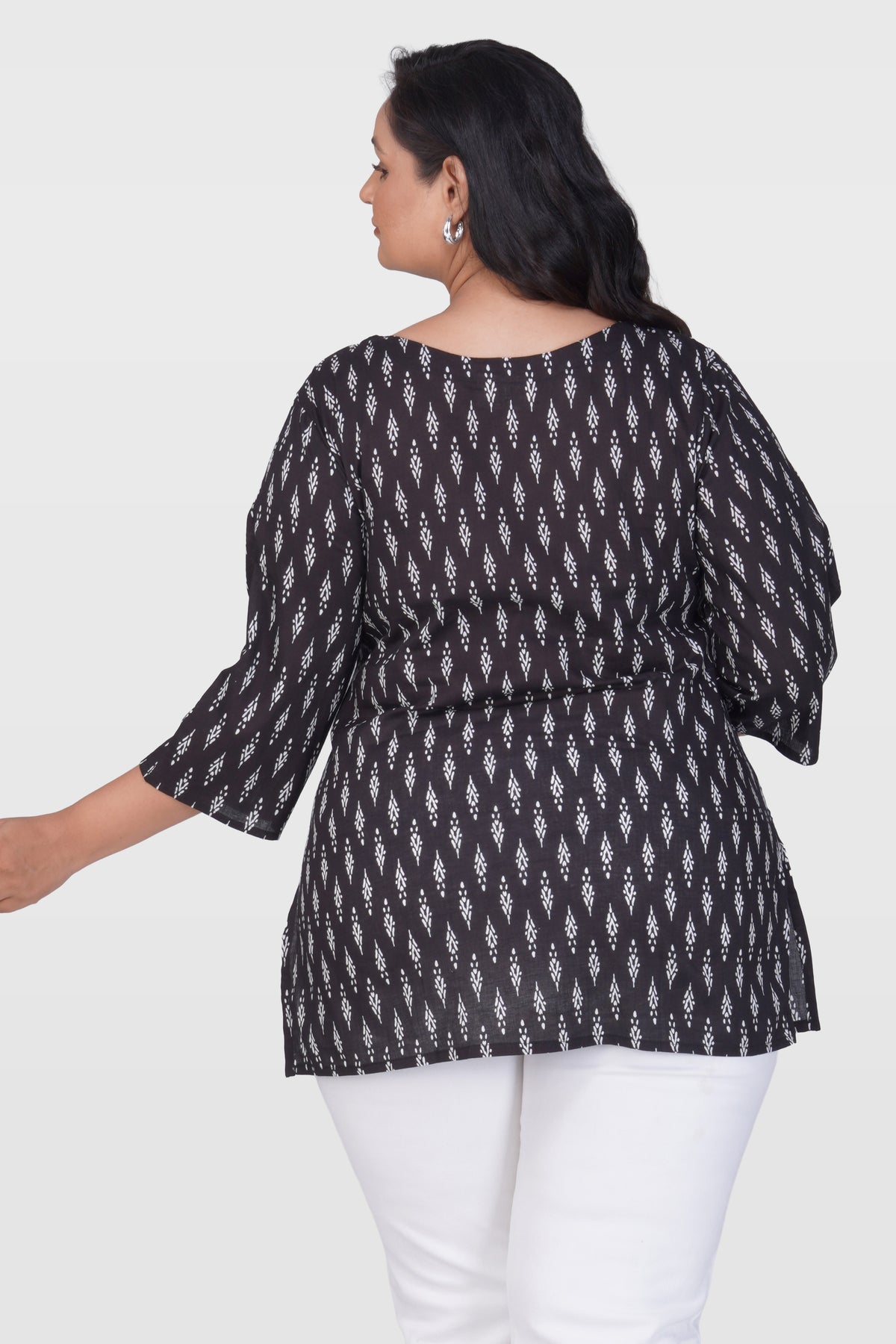 Black Plus Size Cotton Printed Kurti