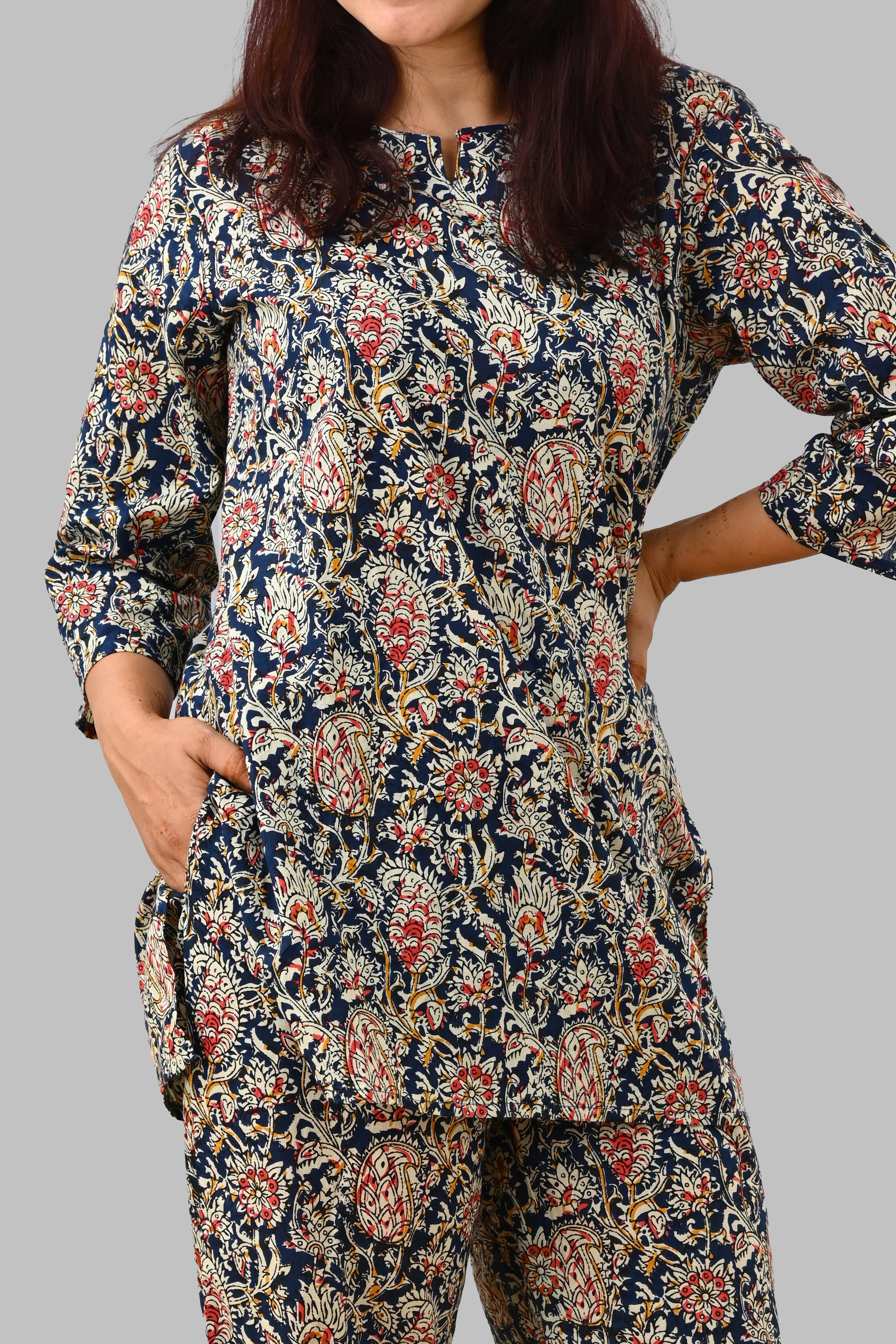 Blue Paisley Cotton Printed Pyjama Set