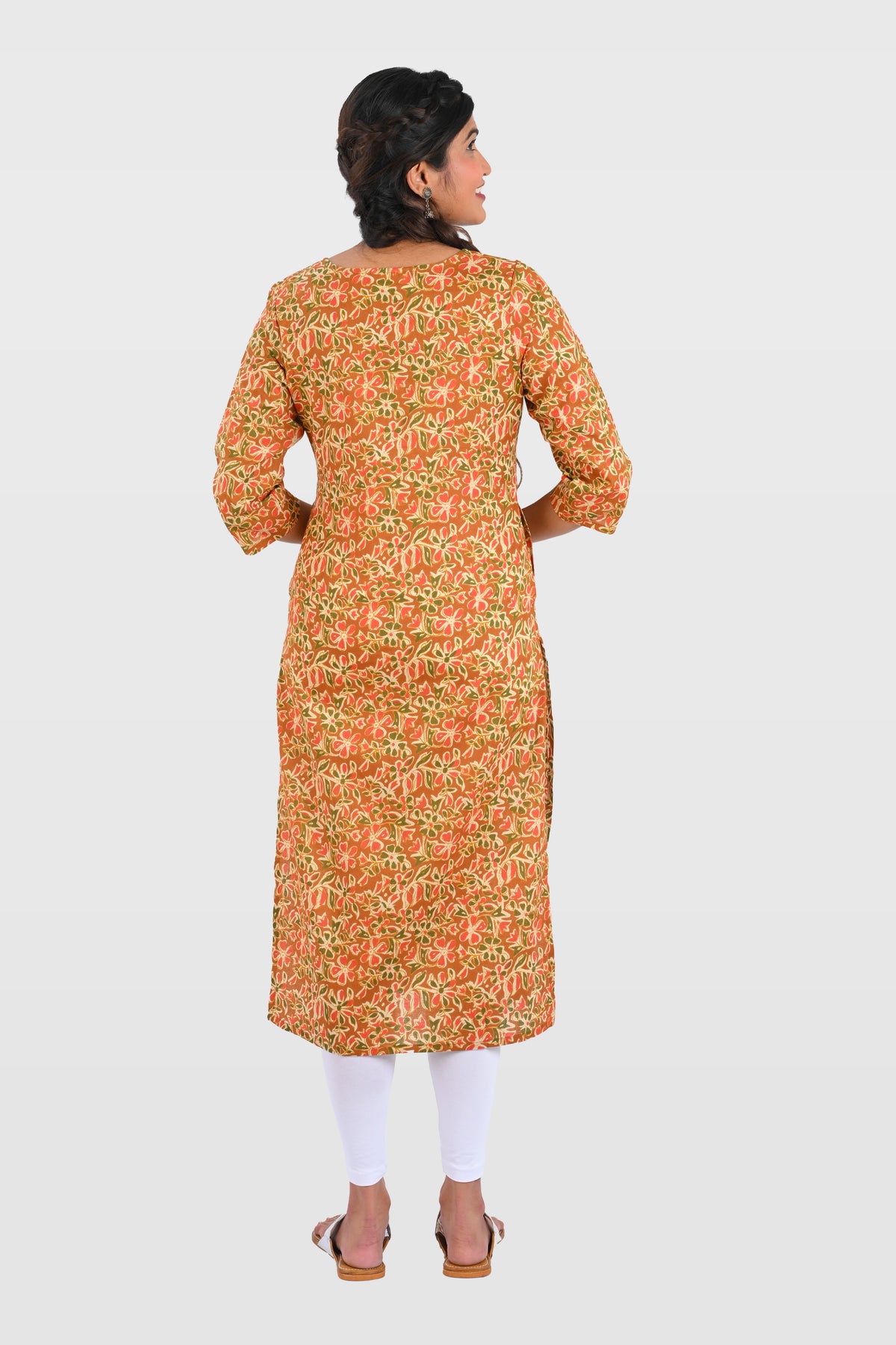 Bronze Cotton Printed Long Kurta