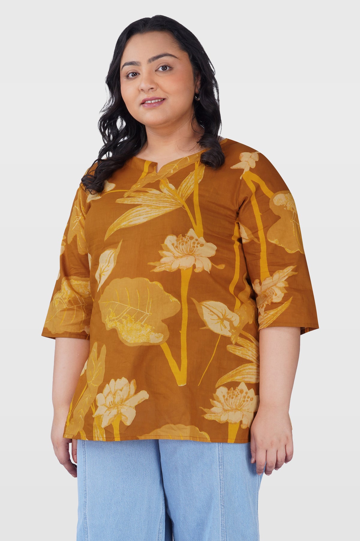 Bronze Plus Size Cotton Printed Kurti