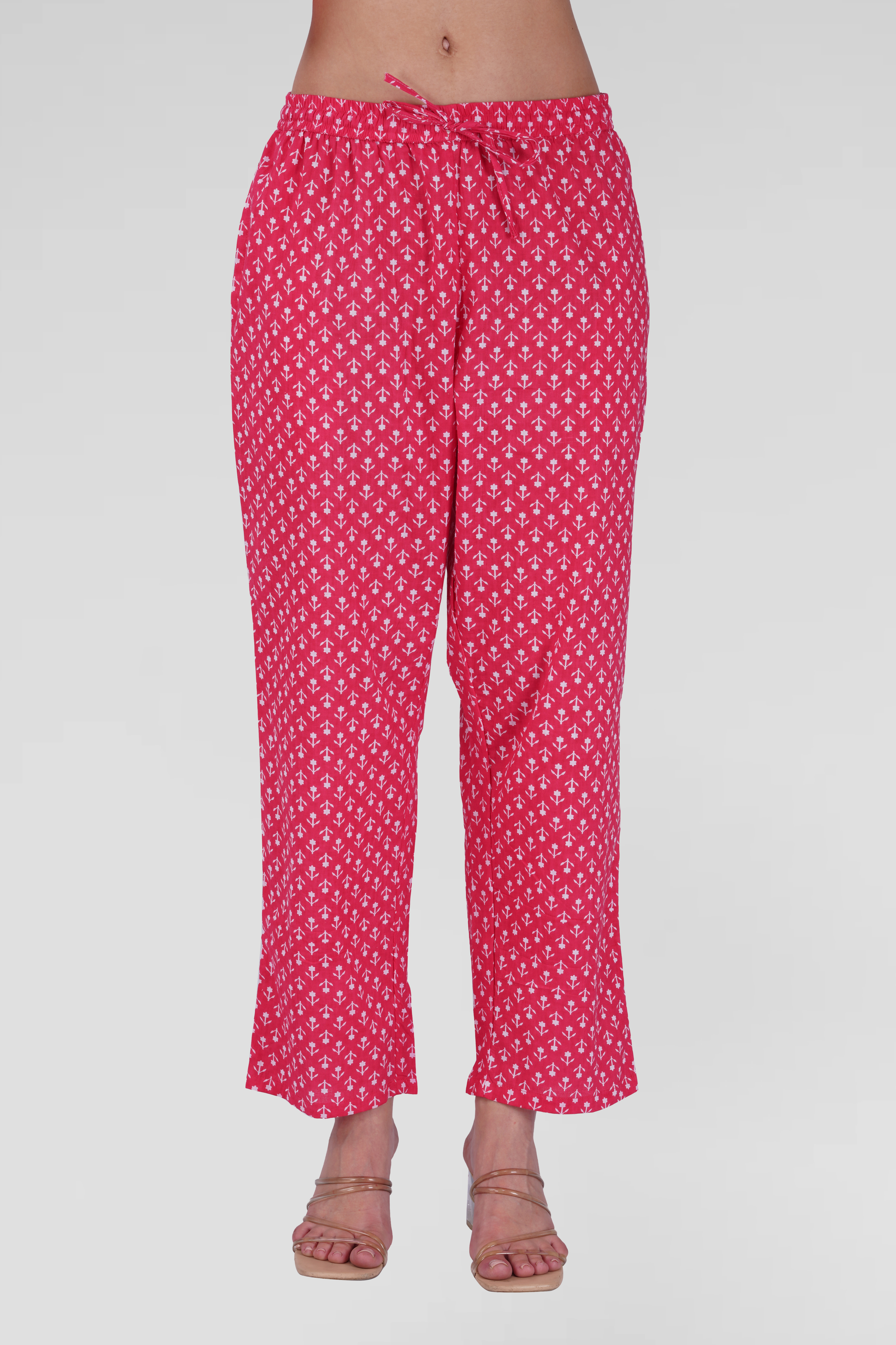 Cerise Pink Cotton Printed Pyjama Set