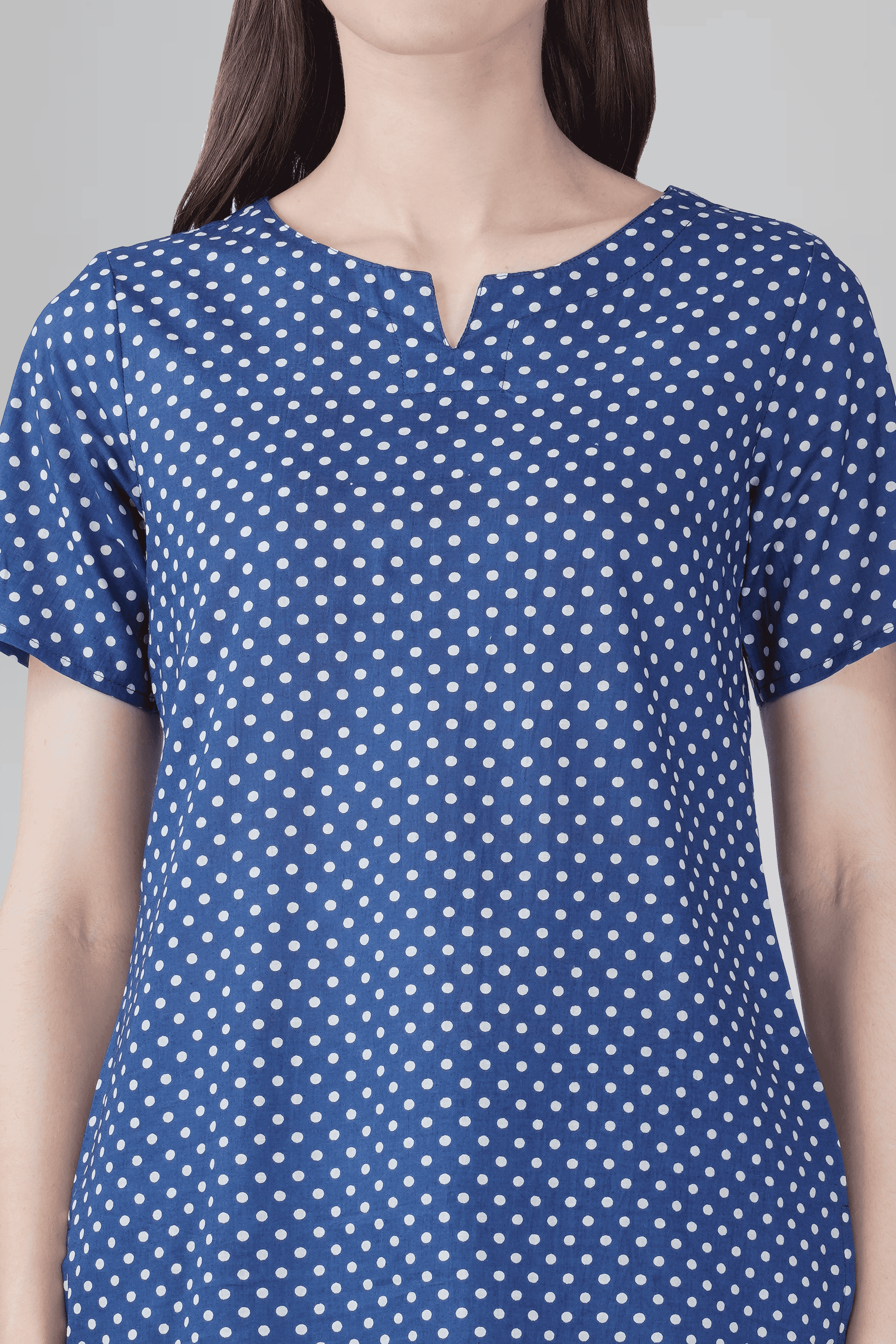 Dark Blue Cotton Printed Pyjama Set