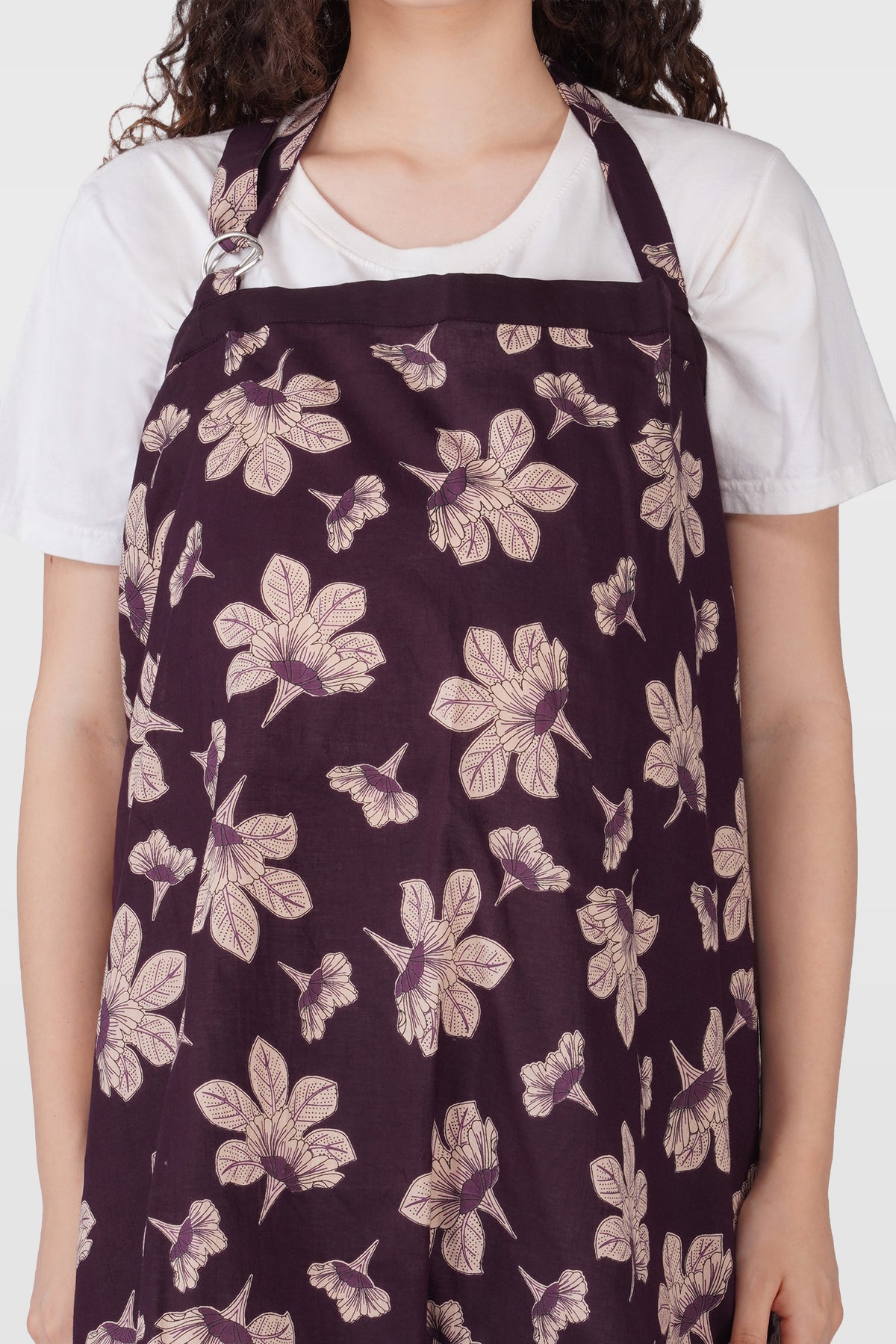 Dark Purple Cotton Printed Feeding Apron