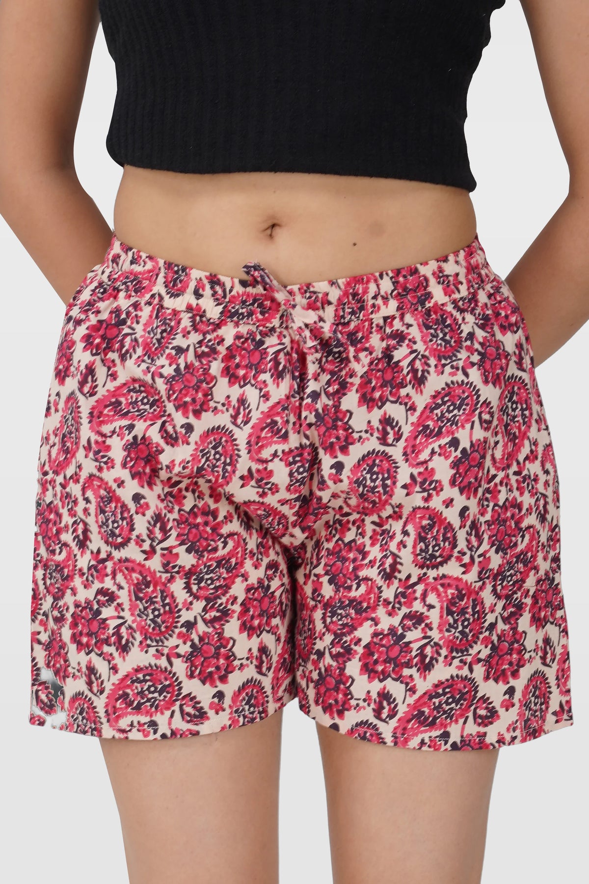 Deep Blush Cotton Printed Shorts