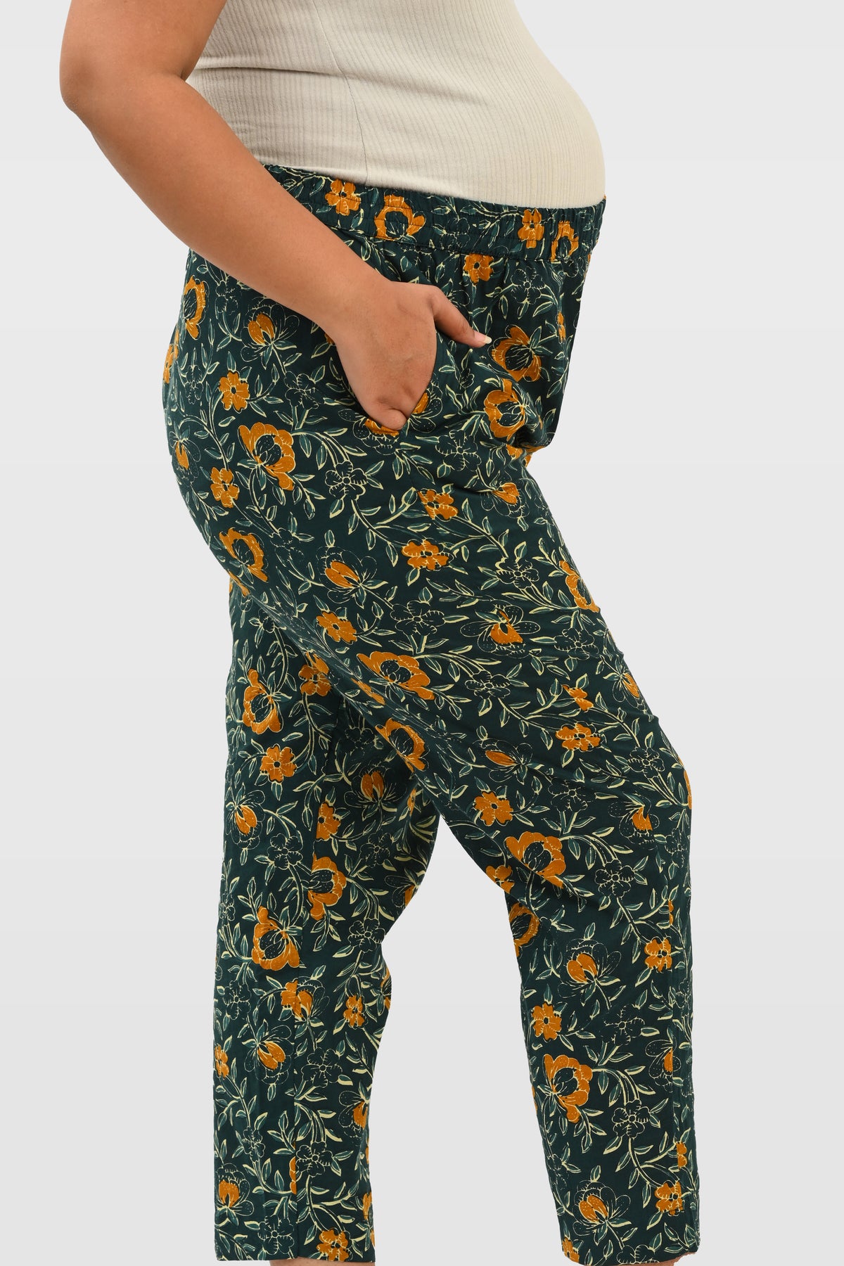 Floral Maternity and Feeding Kaftan Set in Green