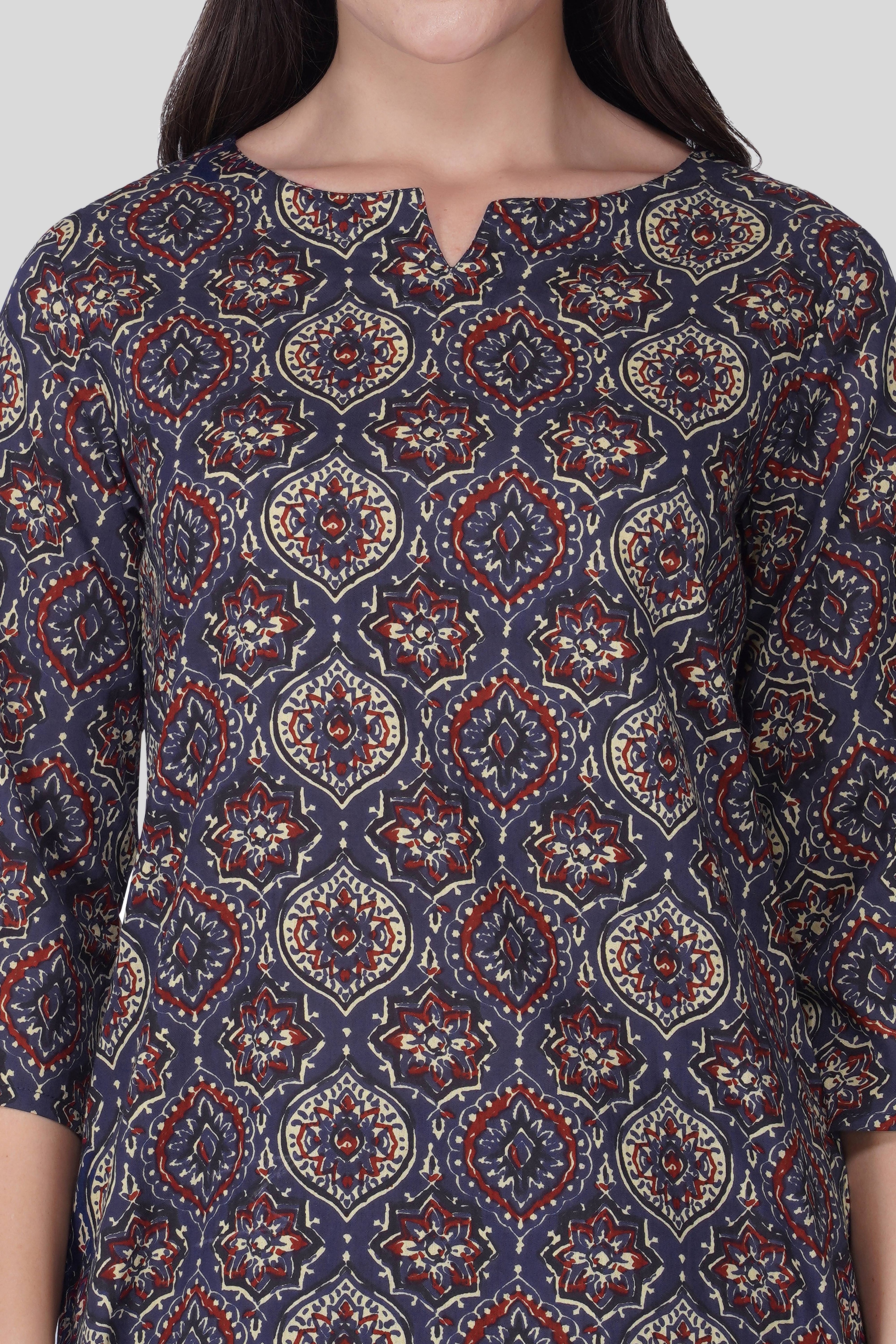 Indigo Cotton Printed Pyjama Set
