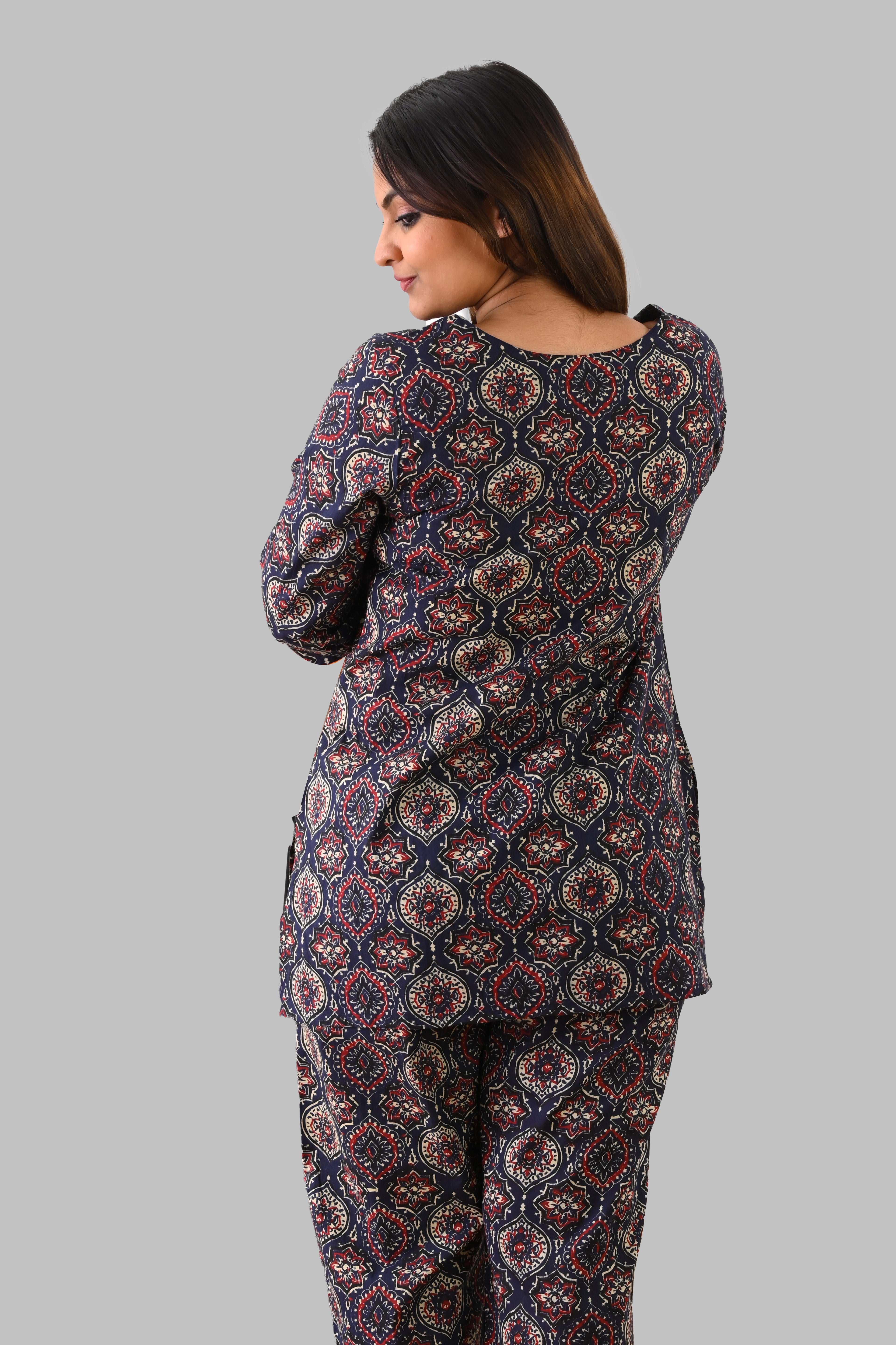 Indigo Cotton Printed Pyjama Set