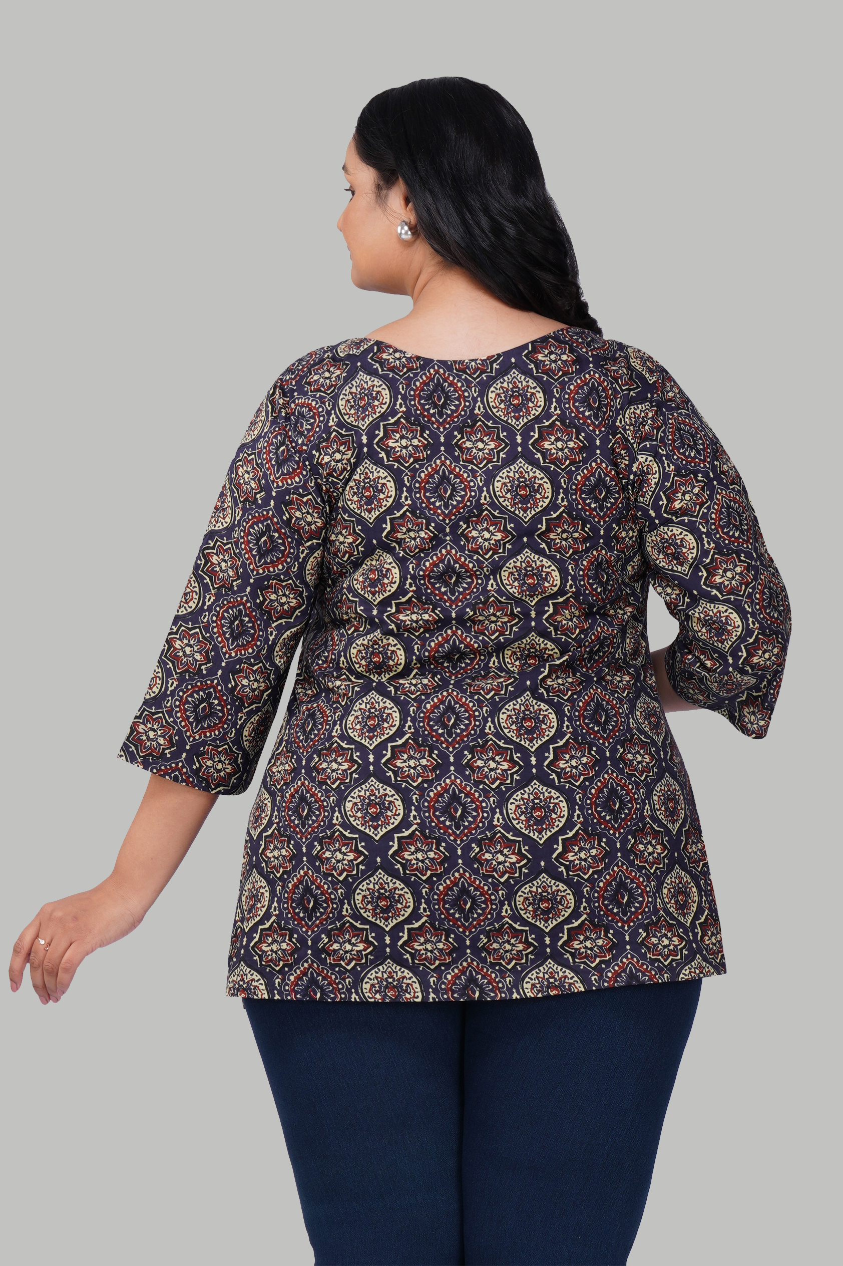 Indigo Plus Size Cotton Printed Kurti