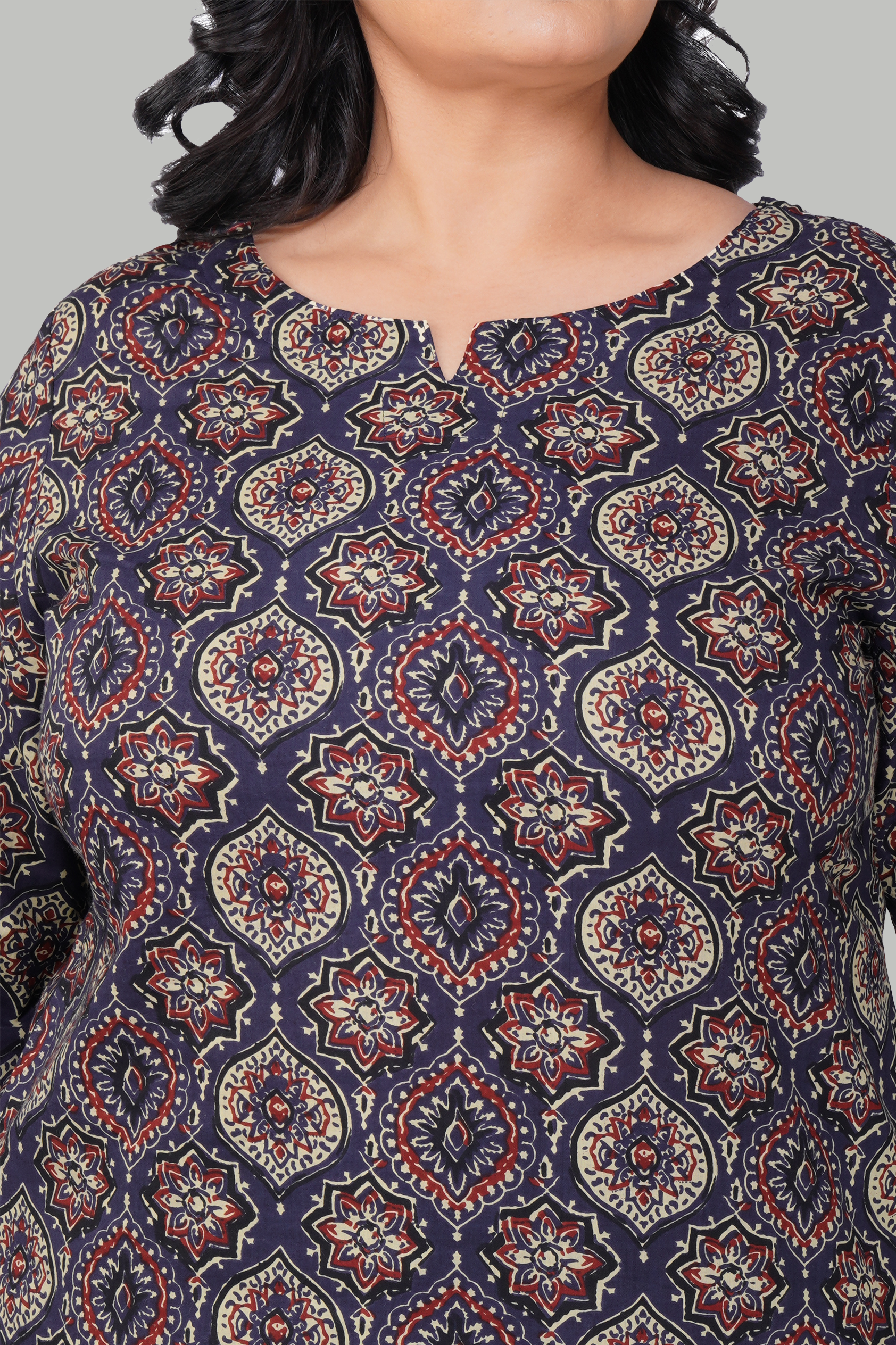Indigo Plus Size Cotton Printed Kurti