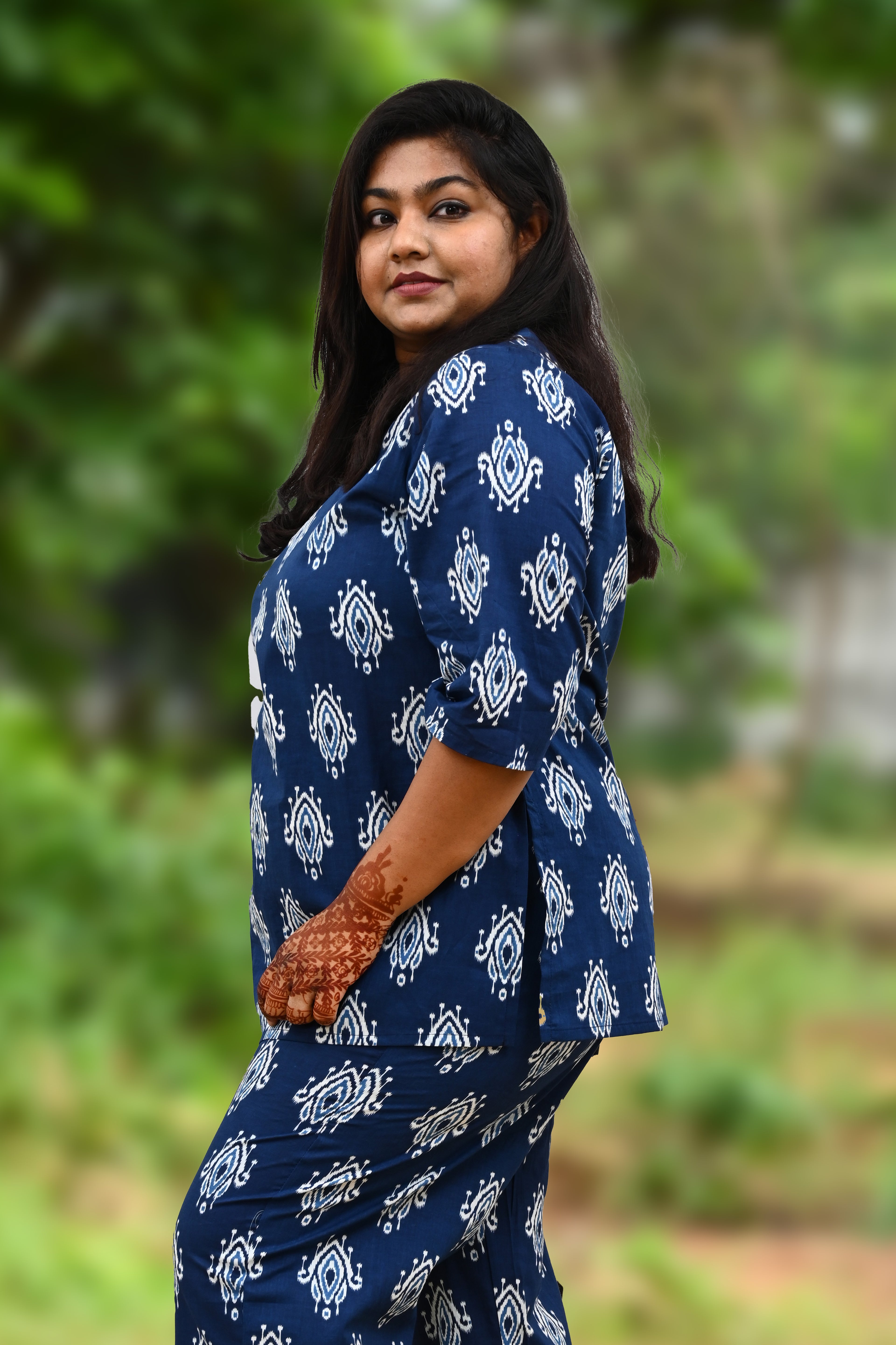 Indigo Plus Size Cotton Printed Pyjama Set