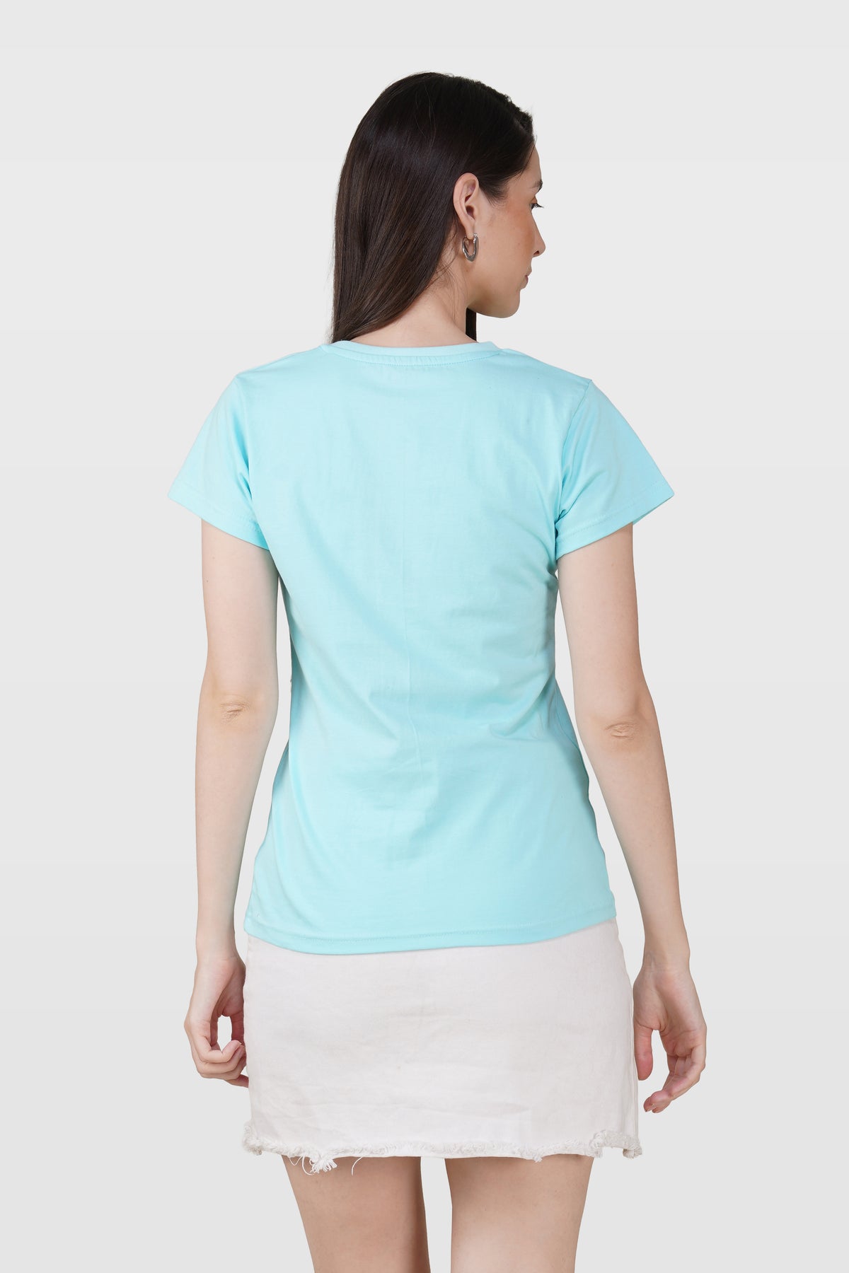 Light Blue Cotton V-Neck T-Shirt
