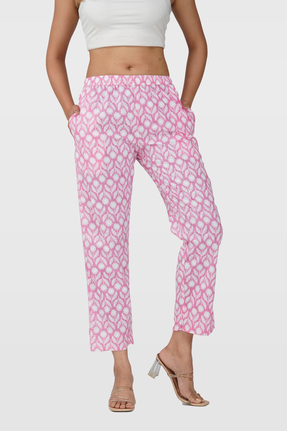 Light Pink Cotton Printed Bottom
