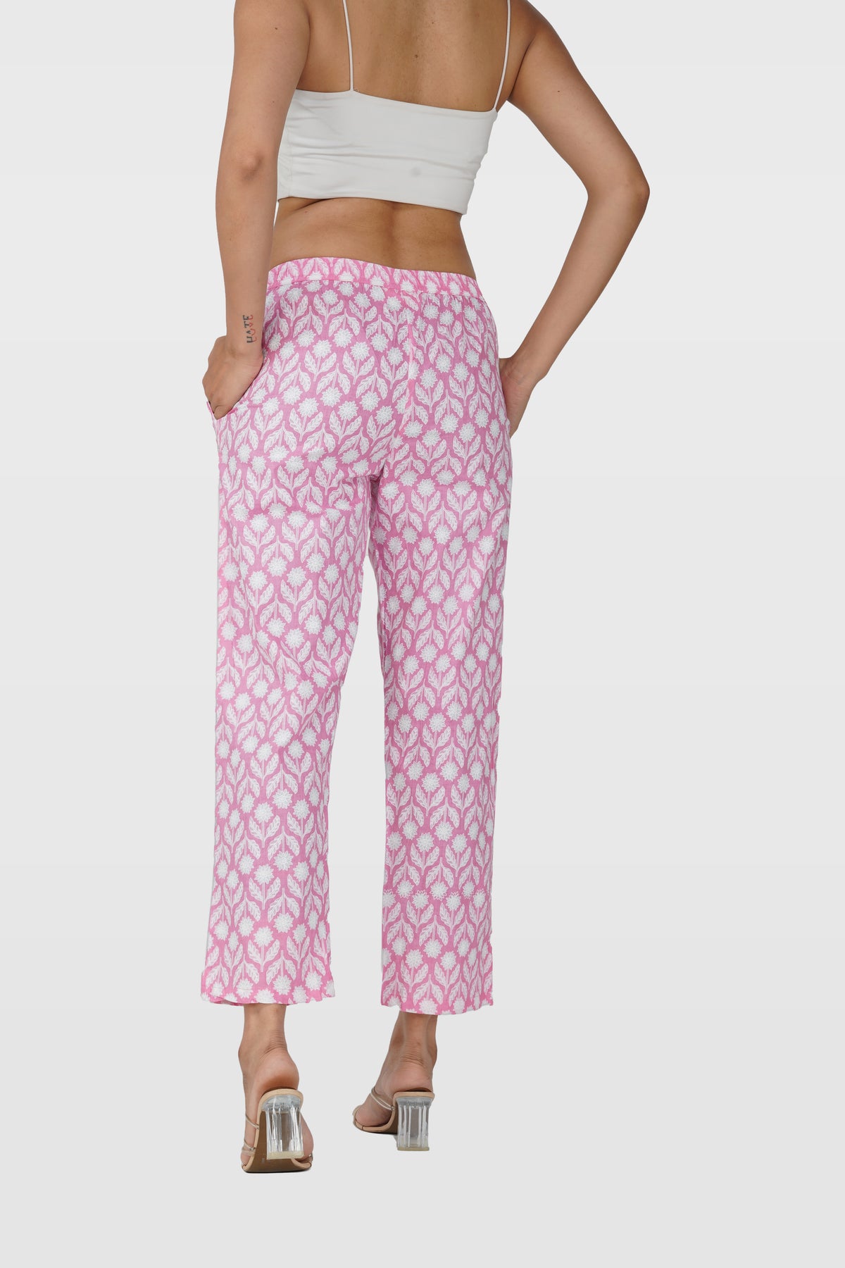Light Pink Cotton Printed Bottom