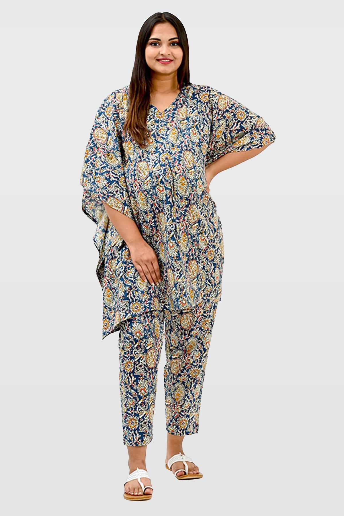 Maternity and Feeding Kaftan Set in Blue