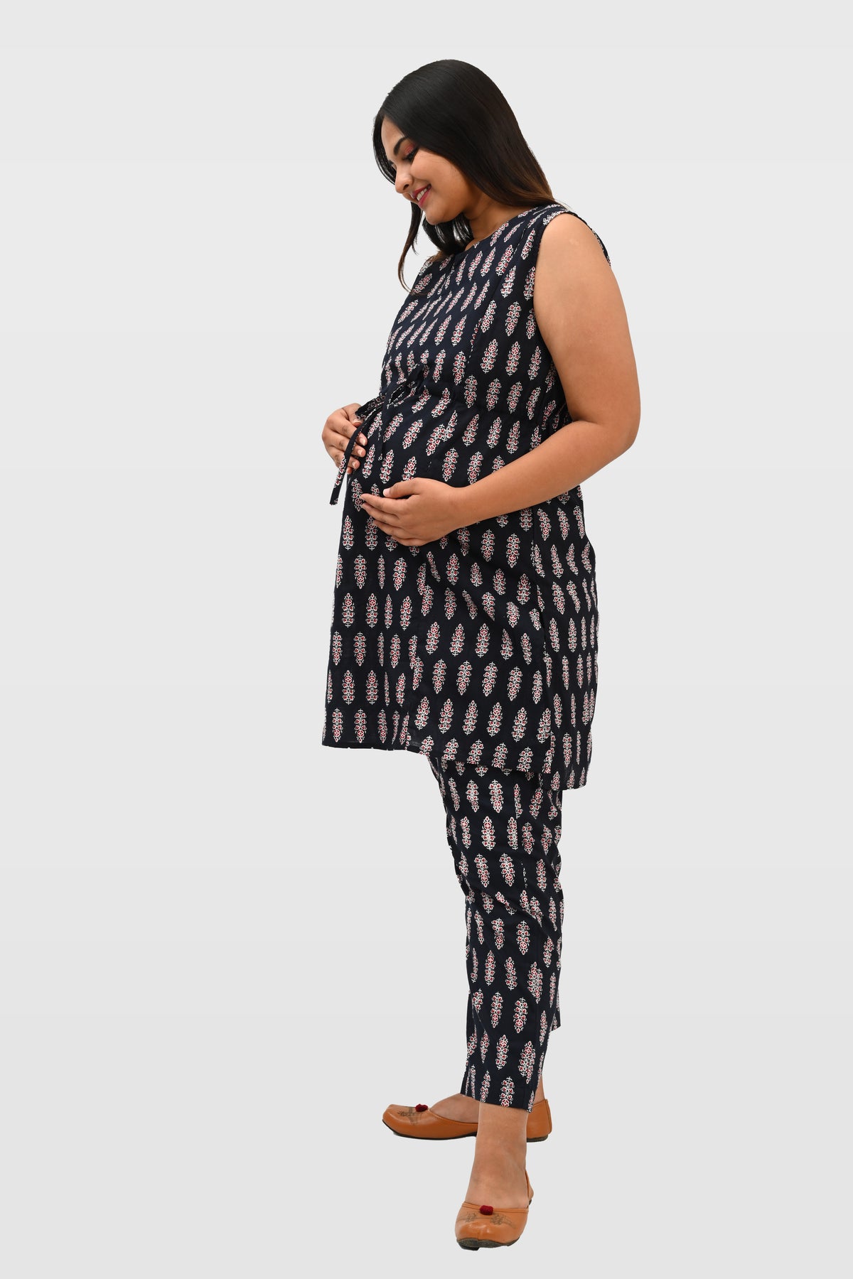 Maternity and Feeding Kurta Set in Black