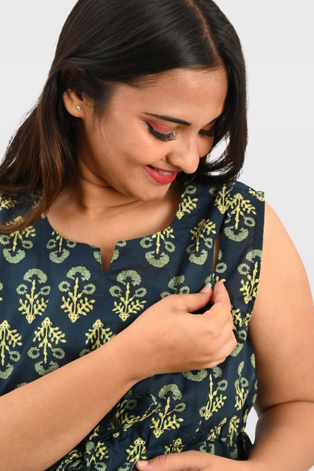 Maternity and Feeding Kurta Set in Deep Green