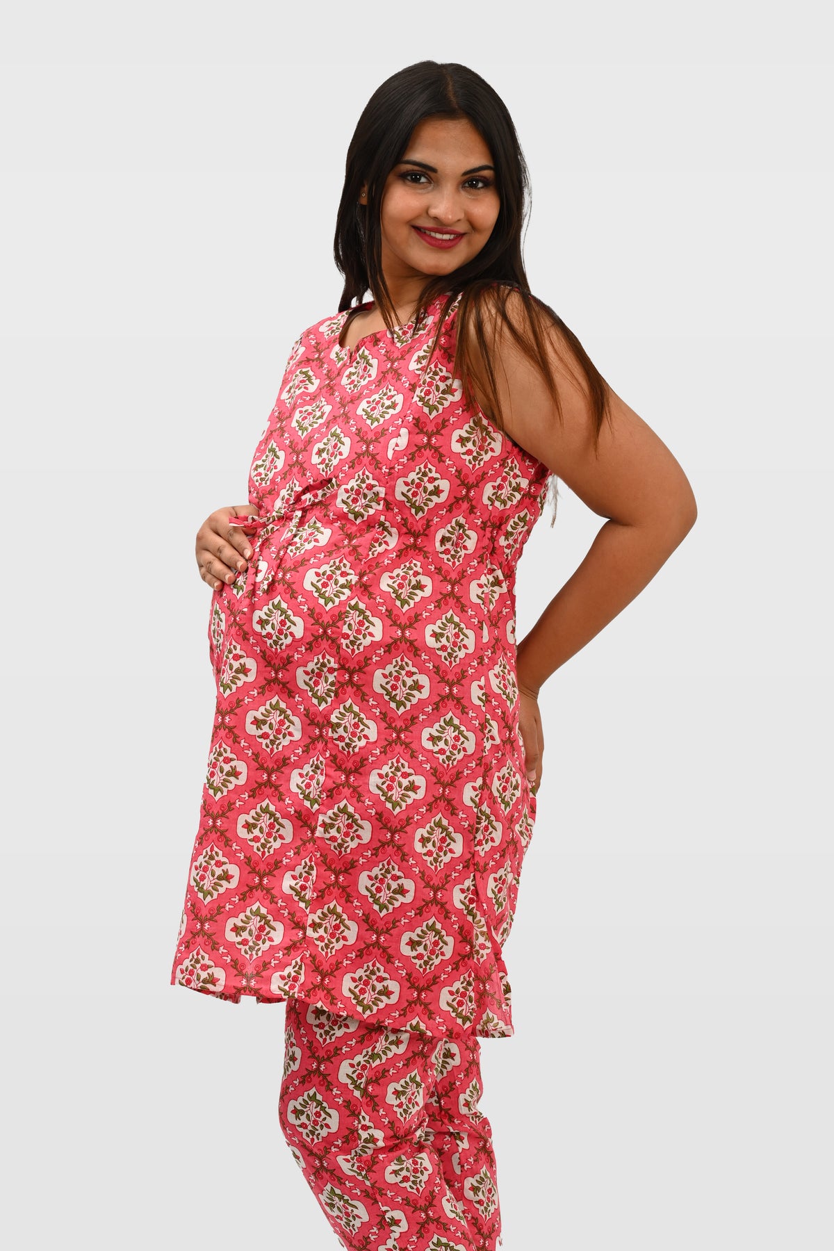 Maternity and Feeding Kurta Set in Pink