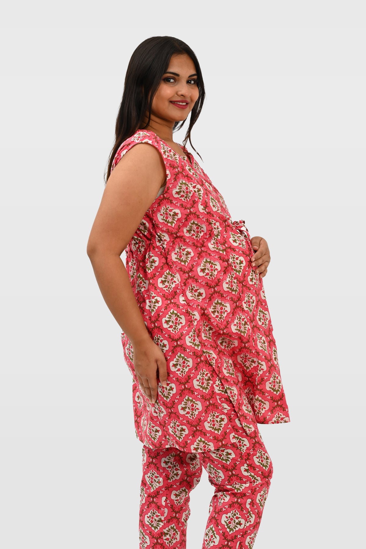 Maternity and Feeding Kurta Set in Pink