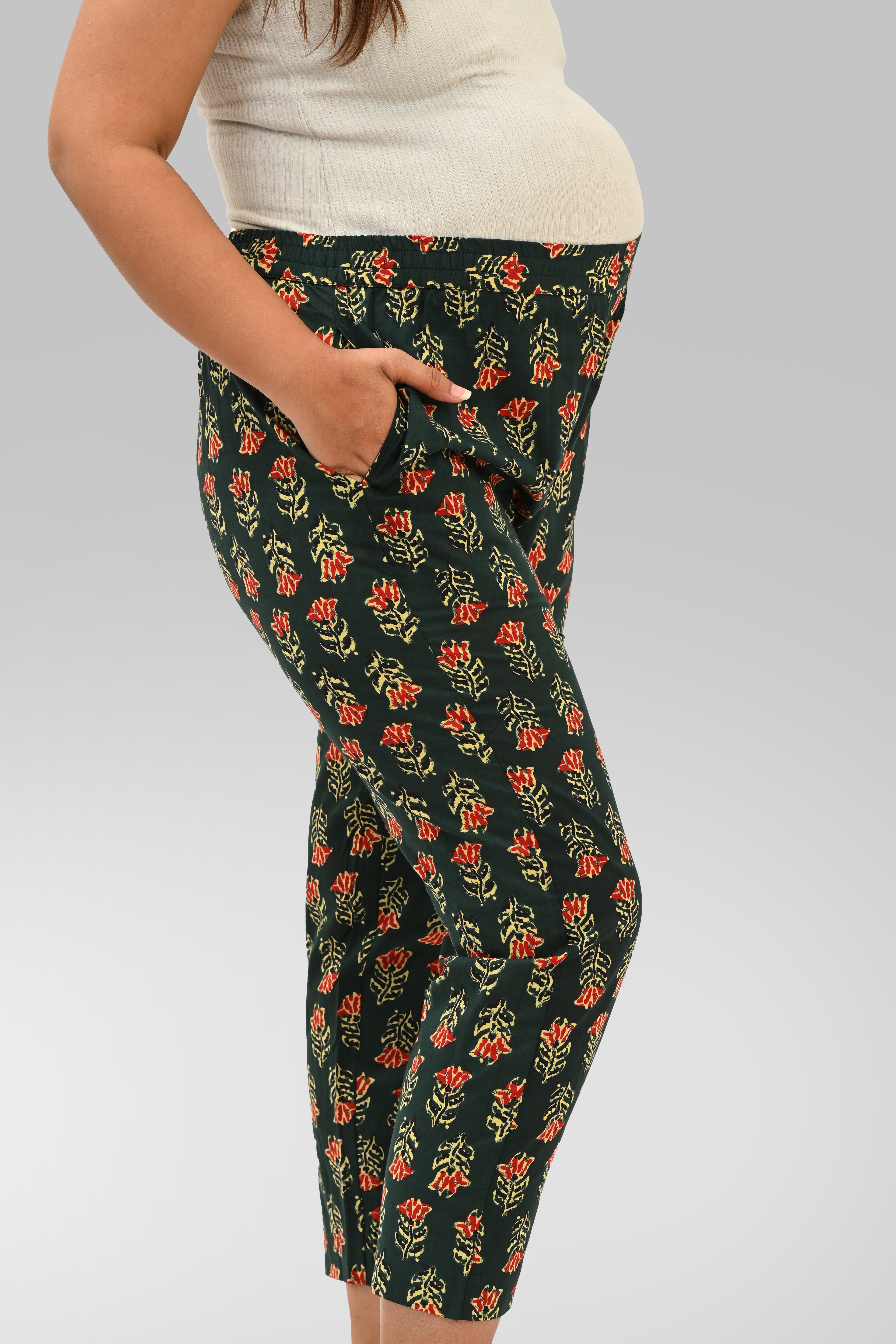 Maternity and Feeding Kaftan Set in Deep Green