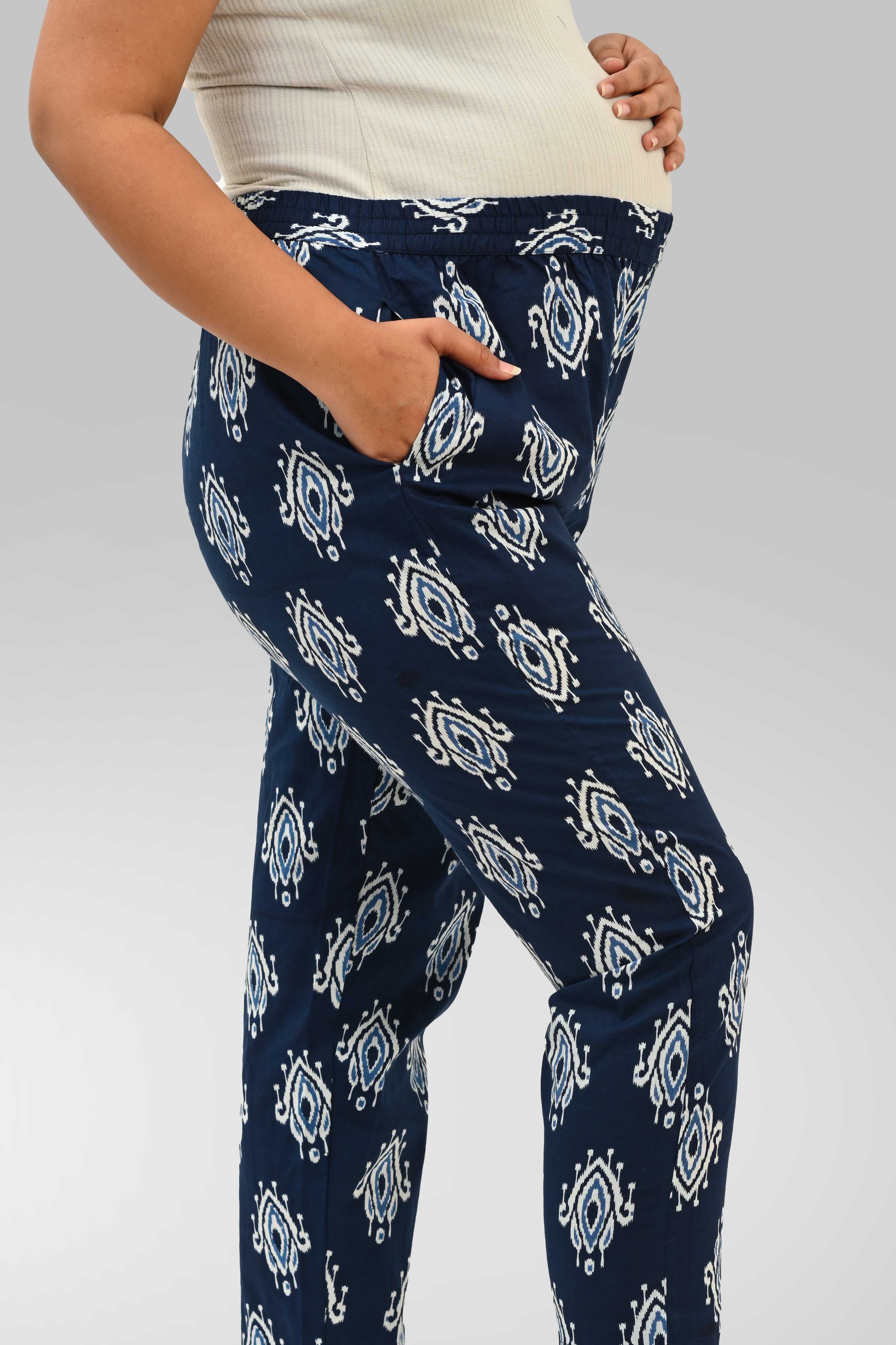 Maternity and Feeding Kaftan Set in Indigo