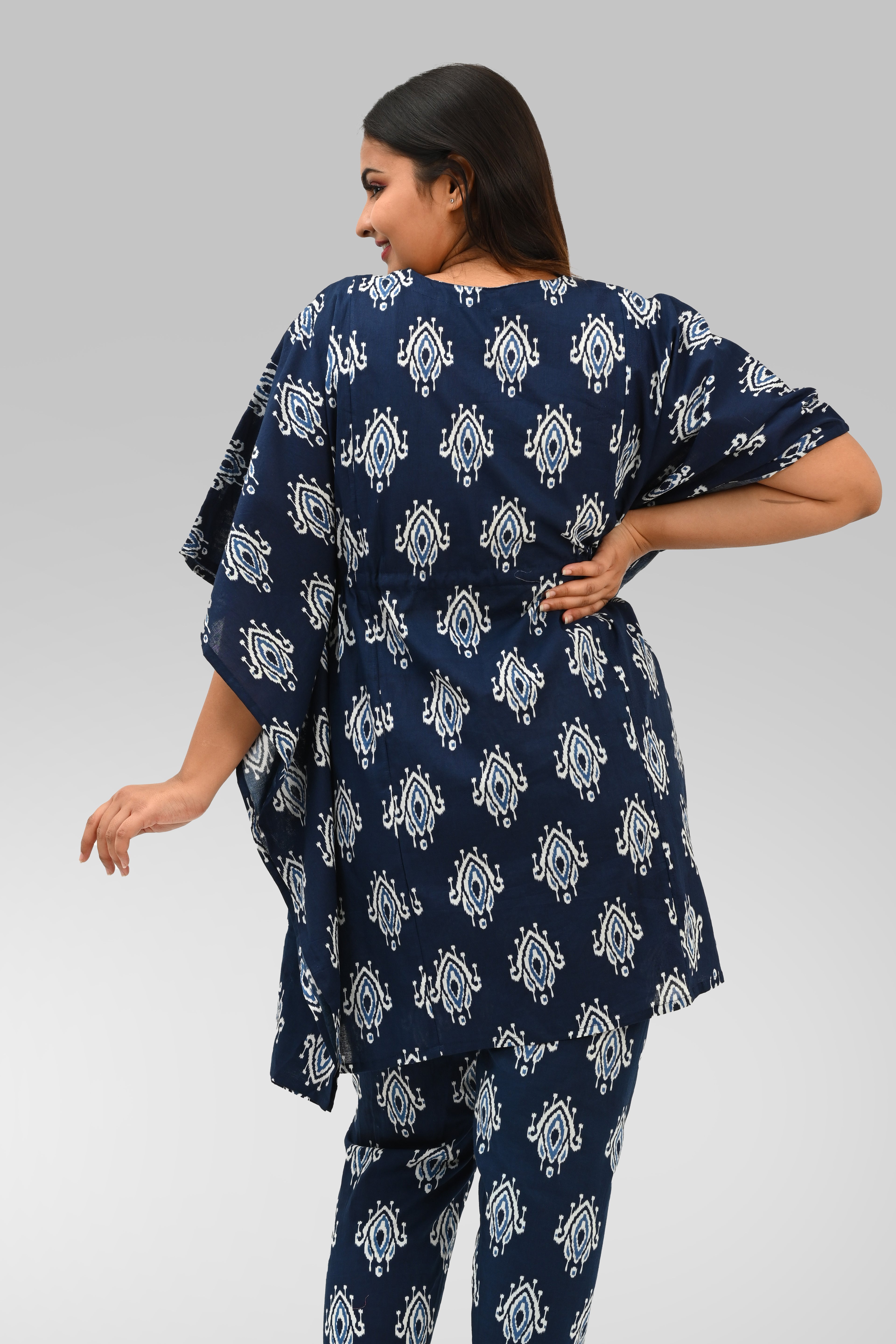 Maternity and Feeding Kaftan Set in Indigo