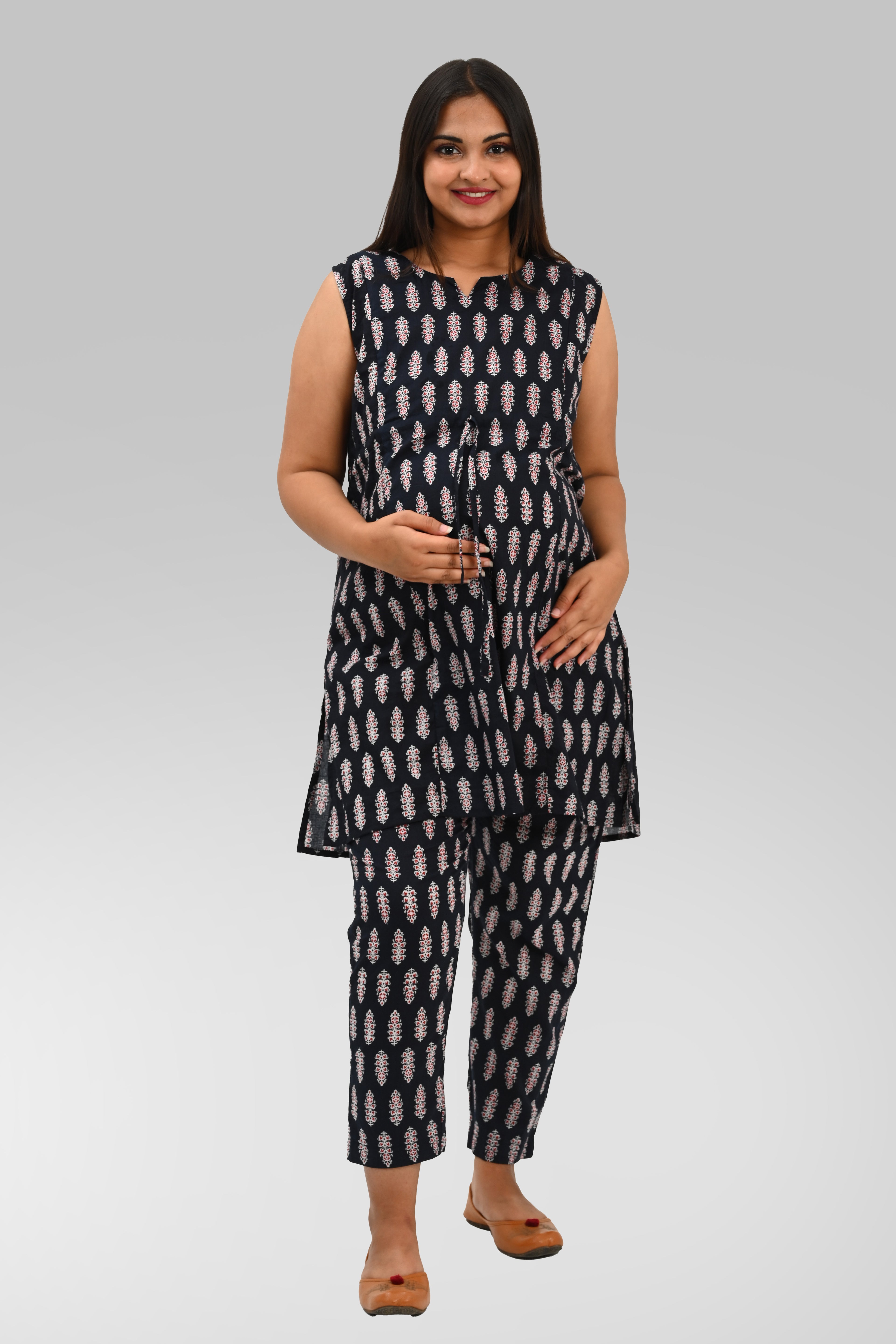 Maternity and Feeding Kurta Set in Black