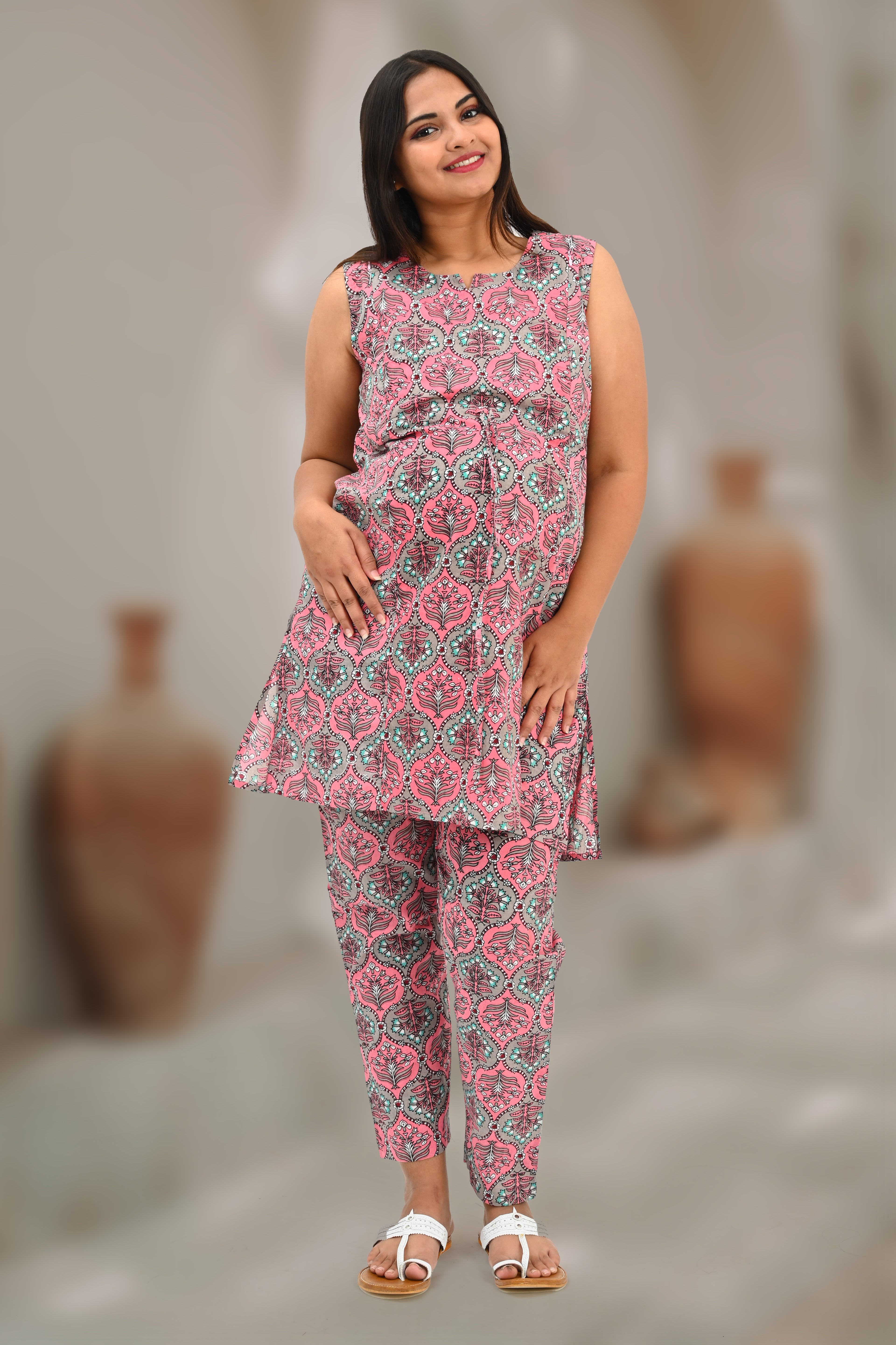 Maternity and Feeding Kurta Set in Rose