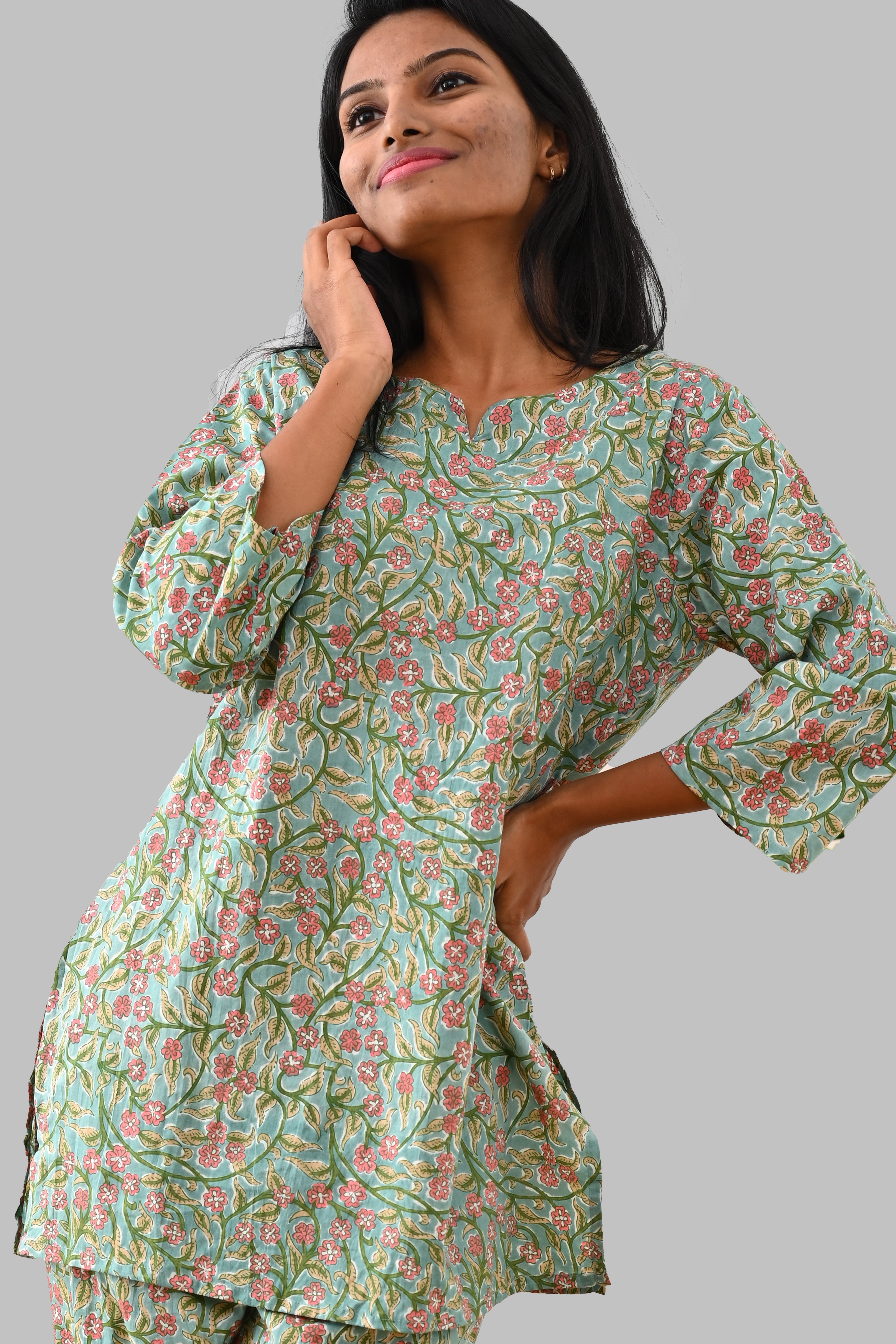 Mint Cotton Printed Pyjama Set