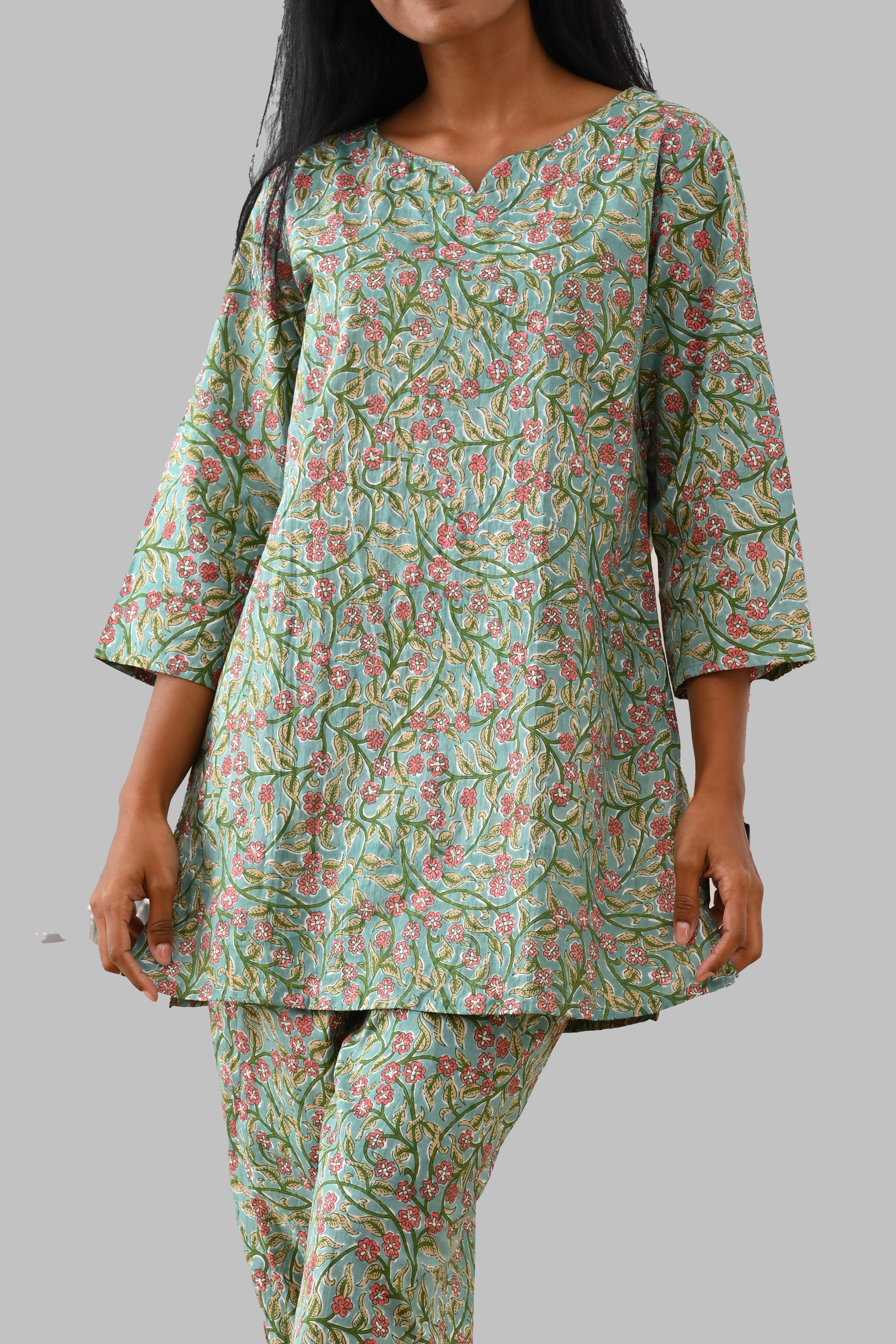 Mint Cotton Printed Pyjama Set