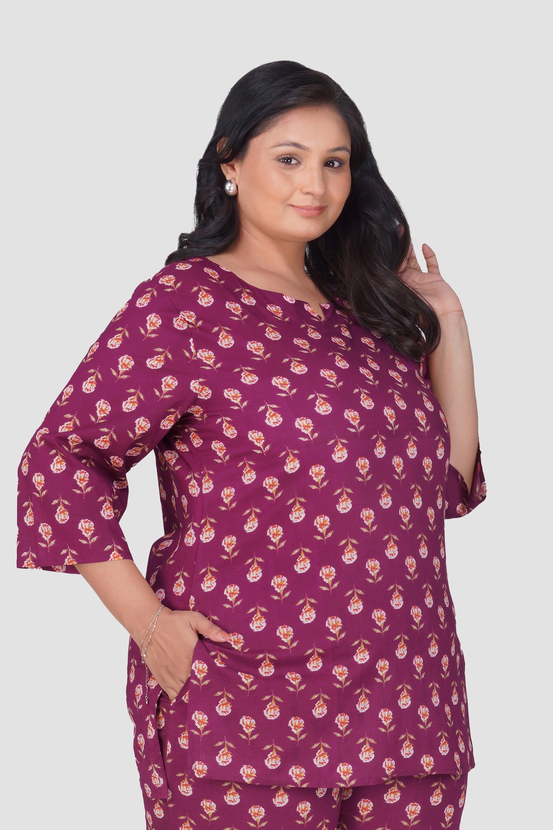 Mulberry Plus Size Cotton Printed Pyjama Set
