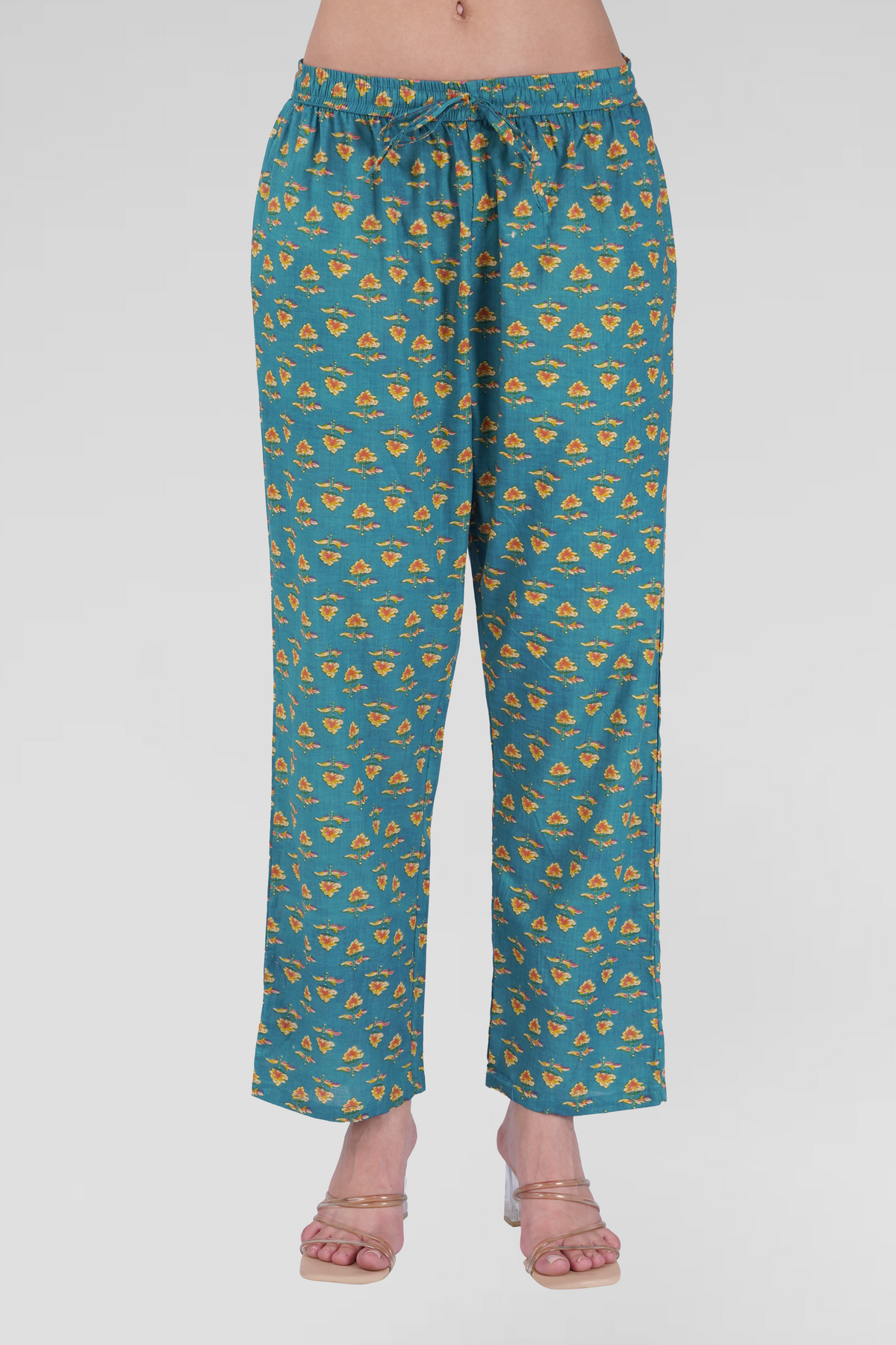 Muted Blue Cotton Printed Pyjama Set