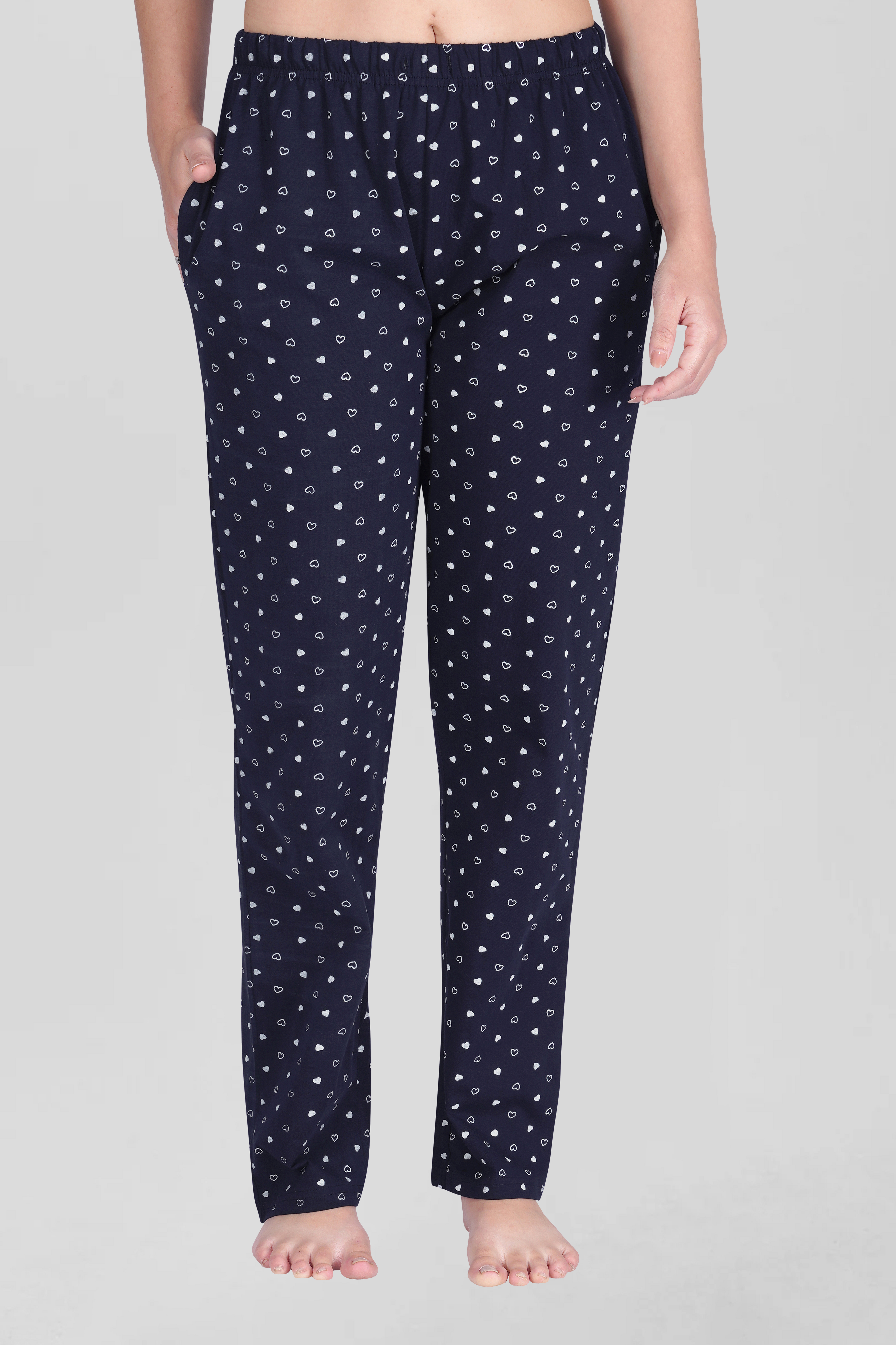 Navy Cotton Printed Pyjama Set