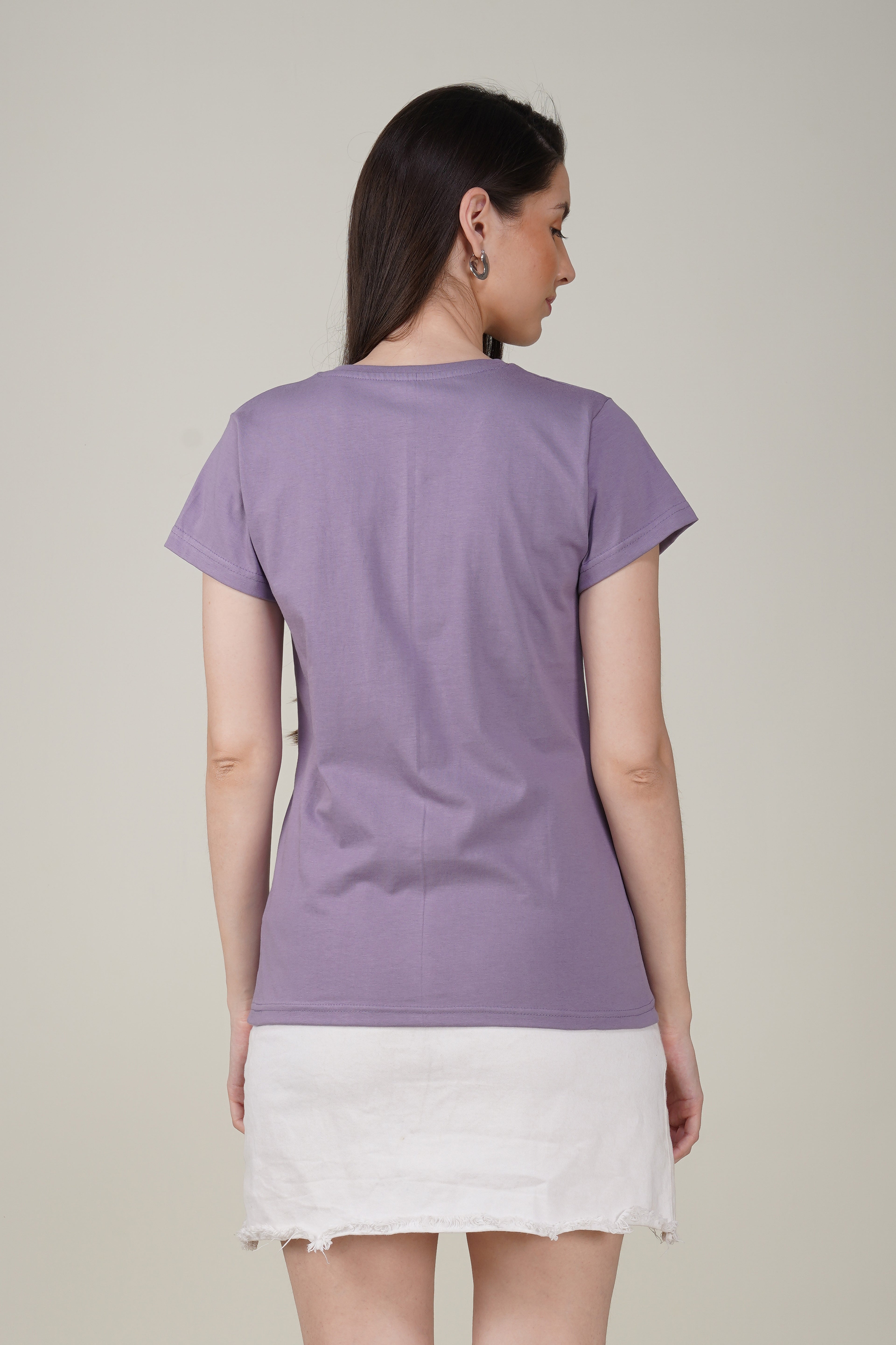 Orchid Mist Cotton V-Neck T-Shirt