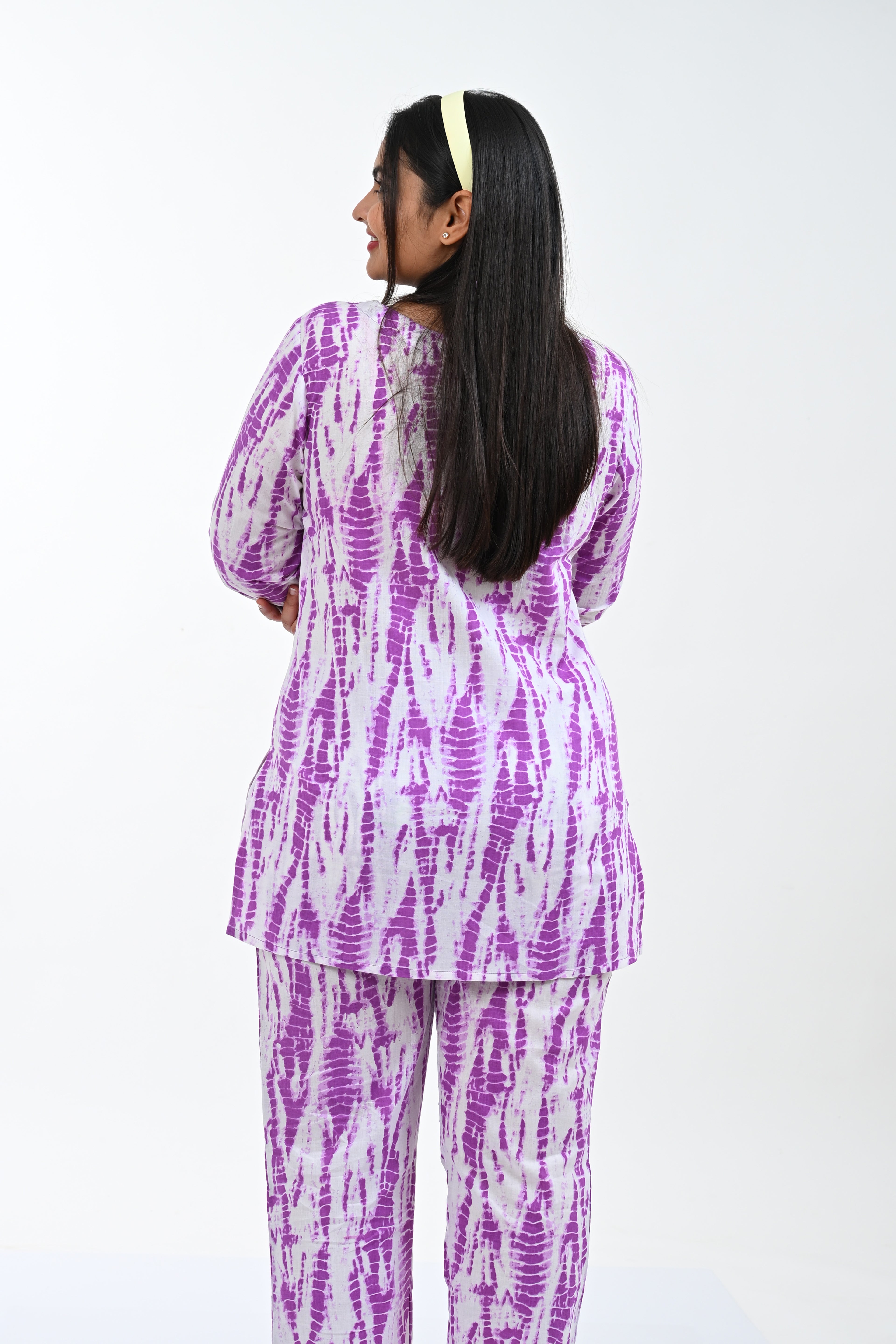 Pale Purple Cotton Printed Pyjama Set